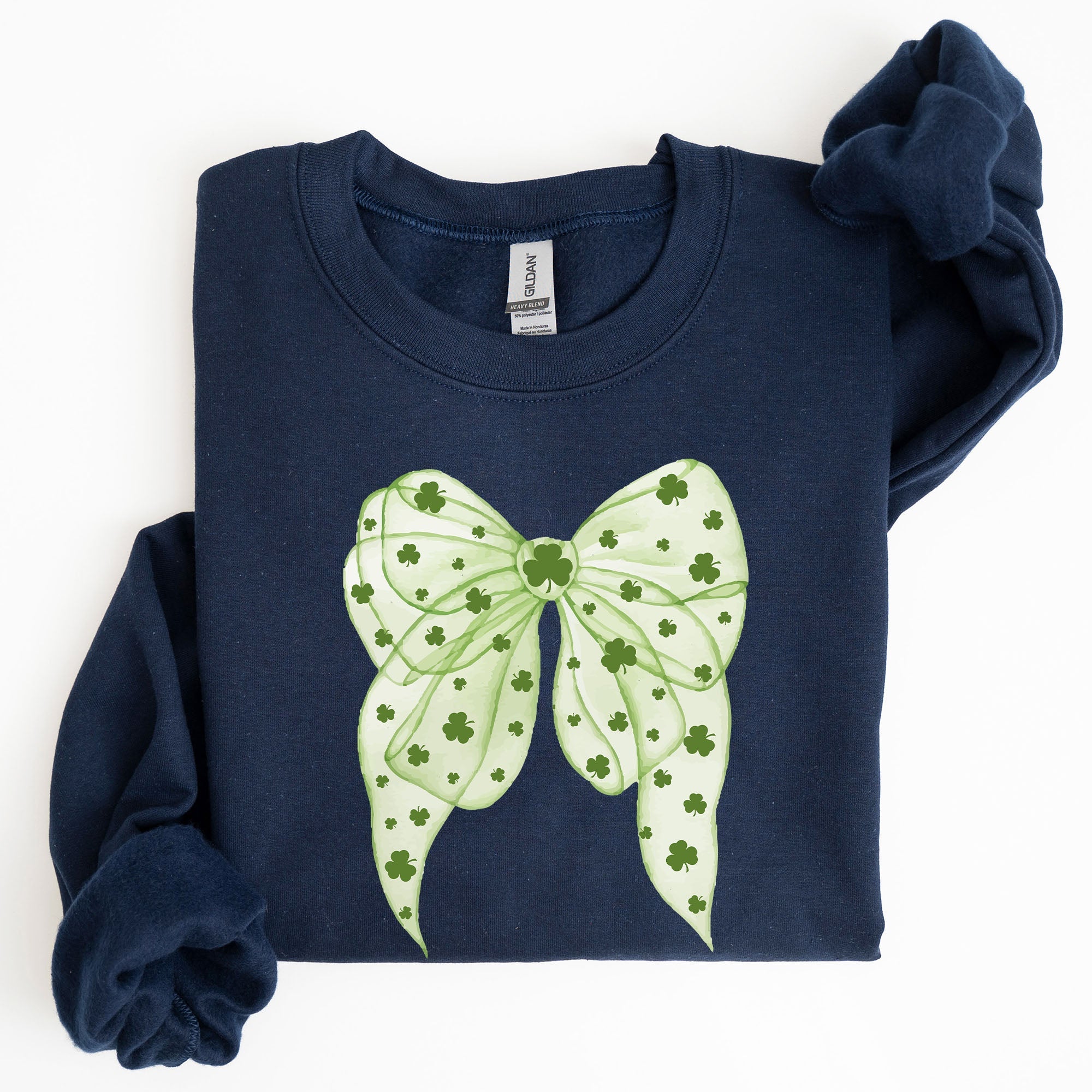 Green Coquette Bow Lucky Shamrock Irish Retro St Patrick's Day Celebration Sweatshirt