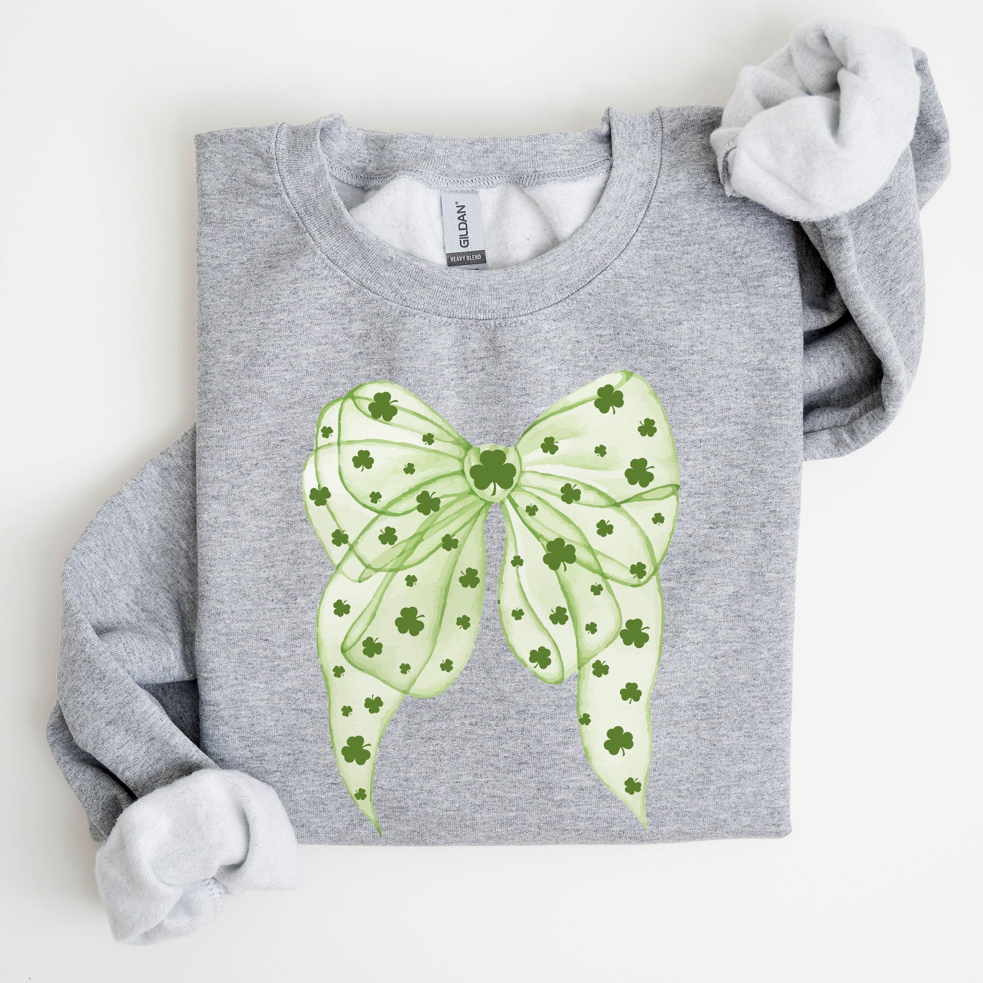 Green Coquette Bow Lucky Shamrock Irish Retro St Patrick's Day Celebration Sweatshirt