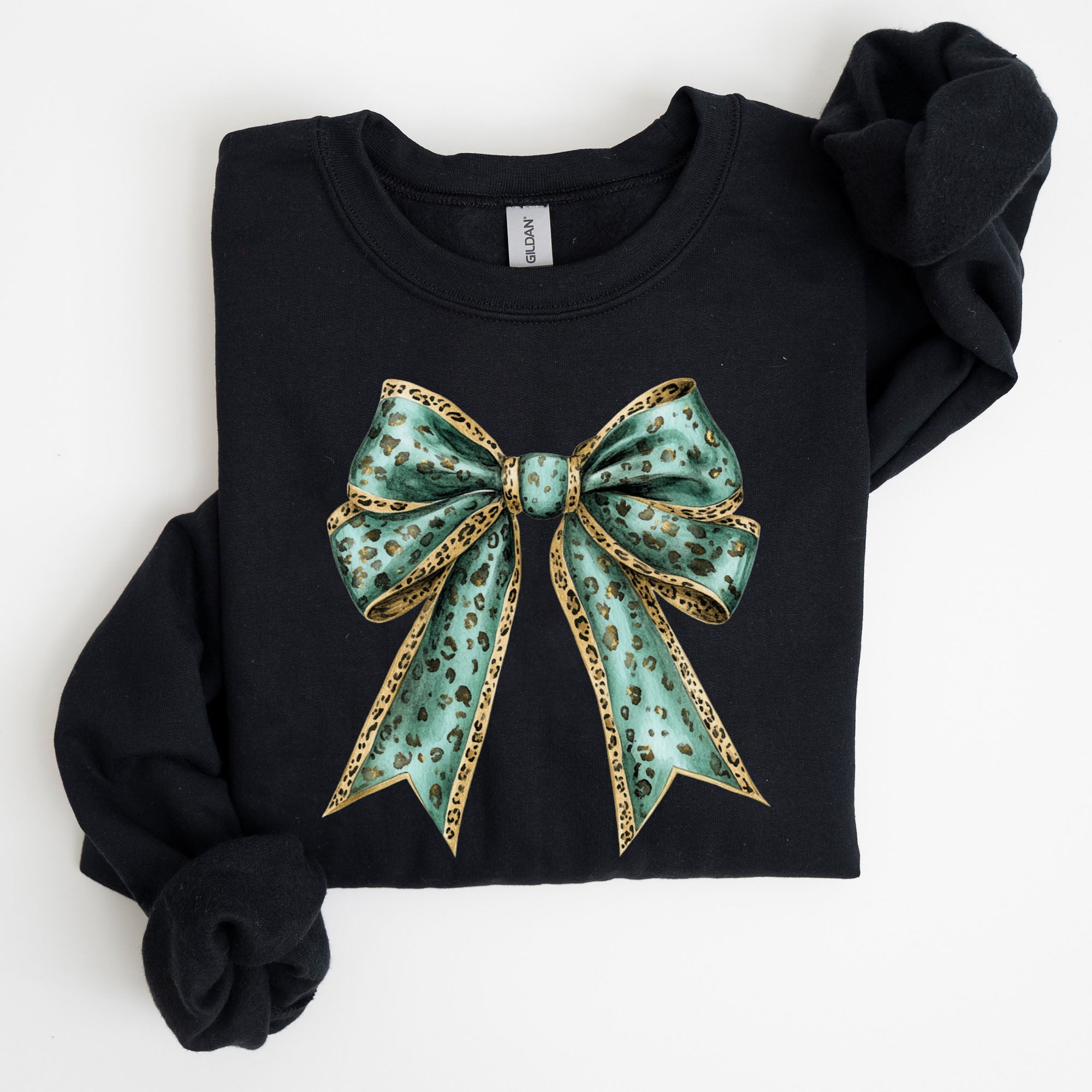 Leopard Bow Coquette Lucky Shamrock Irish Retro St Patrick's Day Graphic Sweatshirt