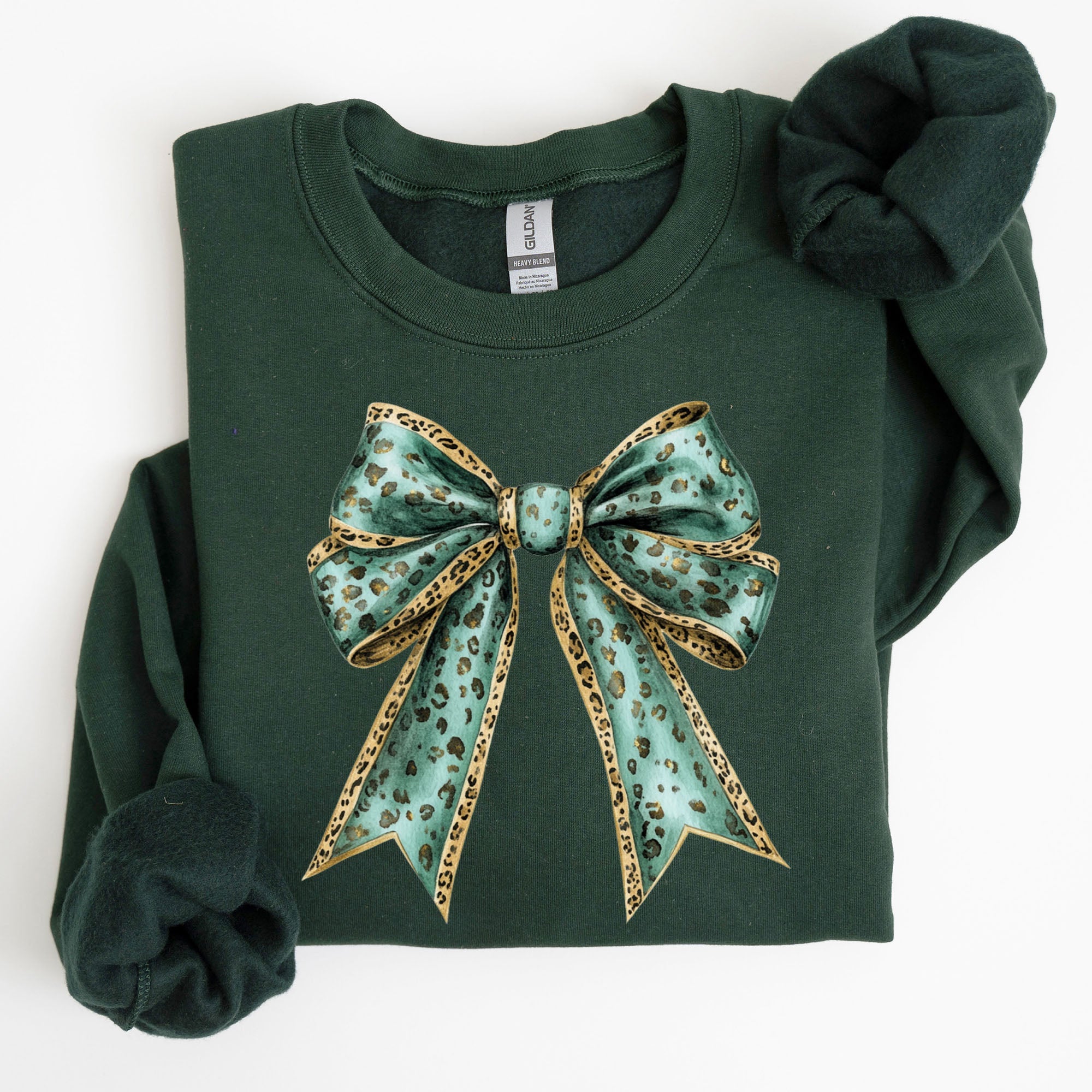 Leopard Bow Coquette Lucky Shamrock Irish Retro St Patrick's Day Graphic Sweatshirt