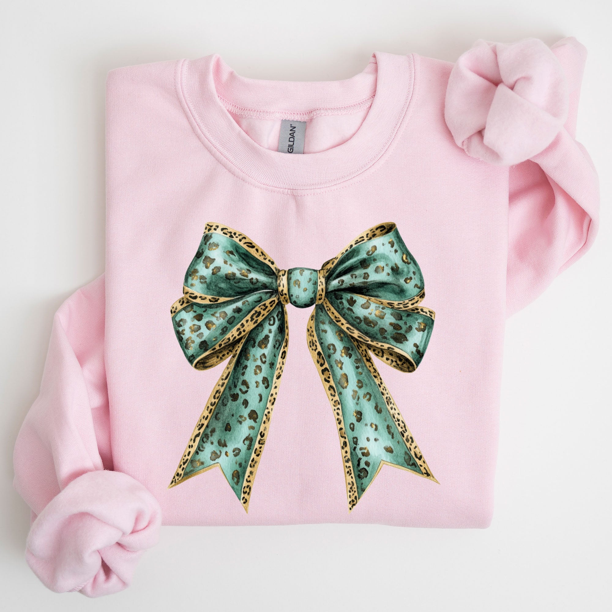 Leopard Bow Coquette Lucky Shamrock Irish Retro St Patrick's Day Graphic Sweatshirt