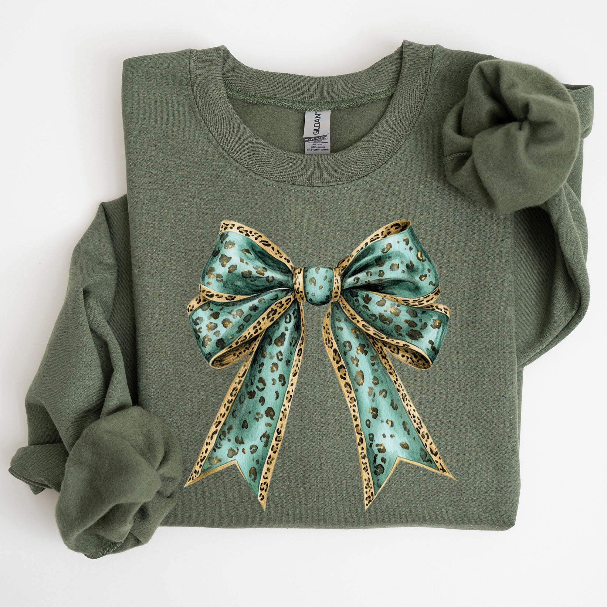 Leopard Bow Coquette Lucky Shamrock Irish Retro St Patrick's Day Graphic Sweatshirt