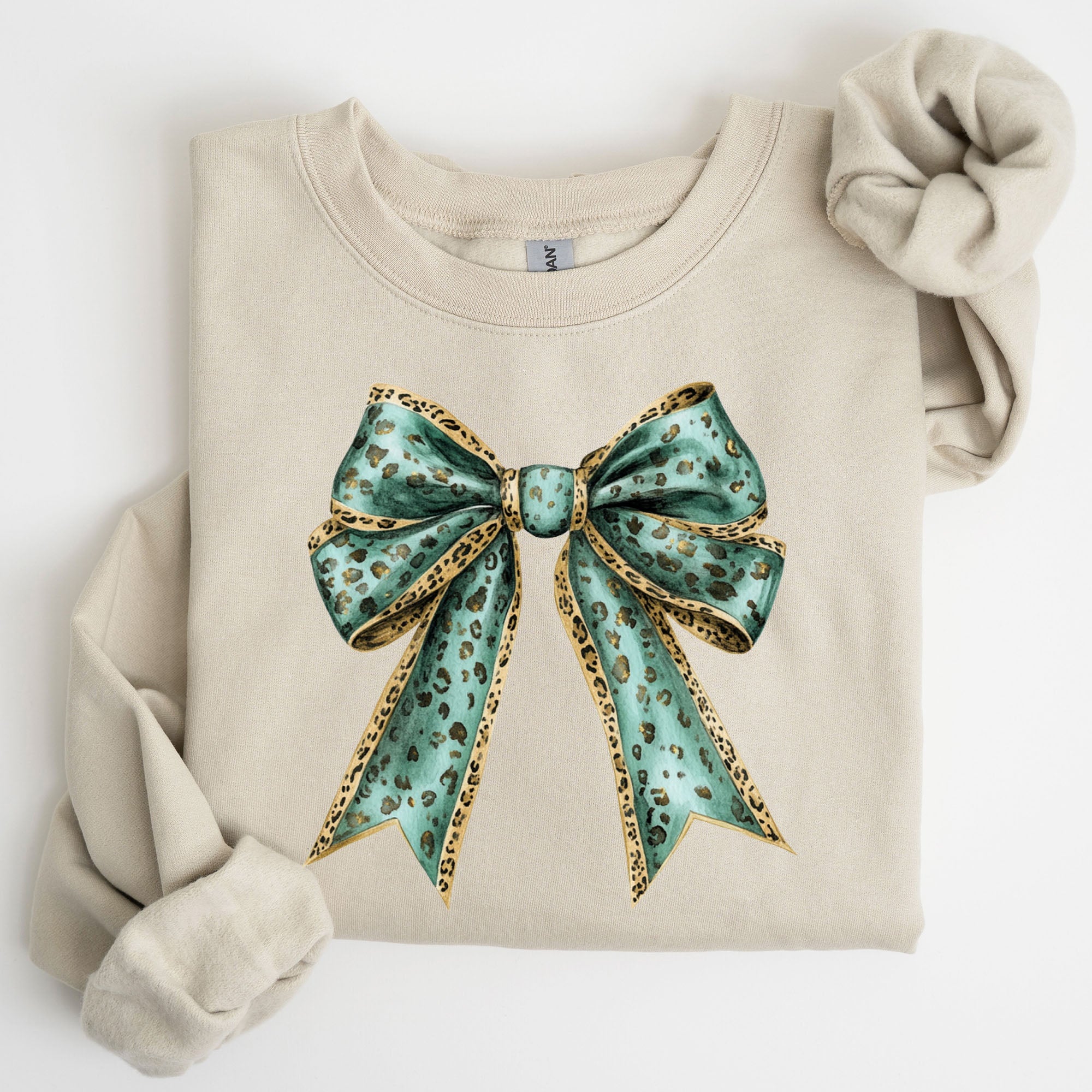 Leopard Bow Coquette Lucky Shamrock Irish Retro St Patrick's Day Graphic Sweatshirt