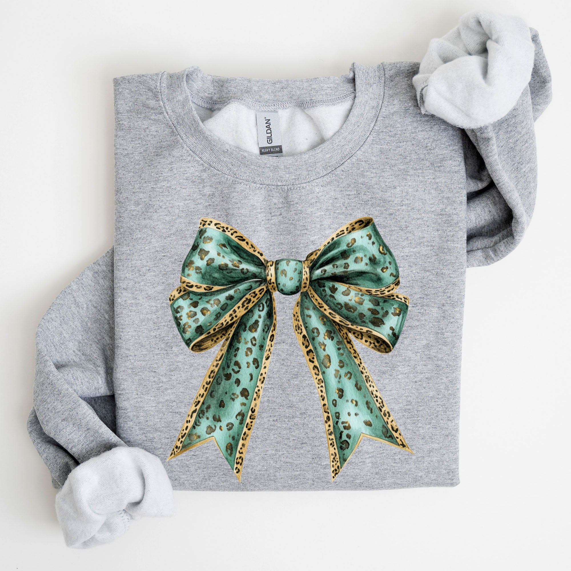 Leopard Bow Coquette Lucky Shamrock Irish Retro St Patrick's Day Graphic Sweatshirt