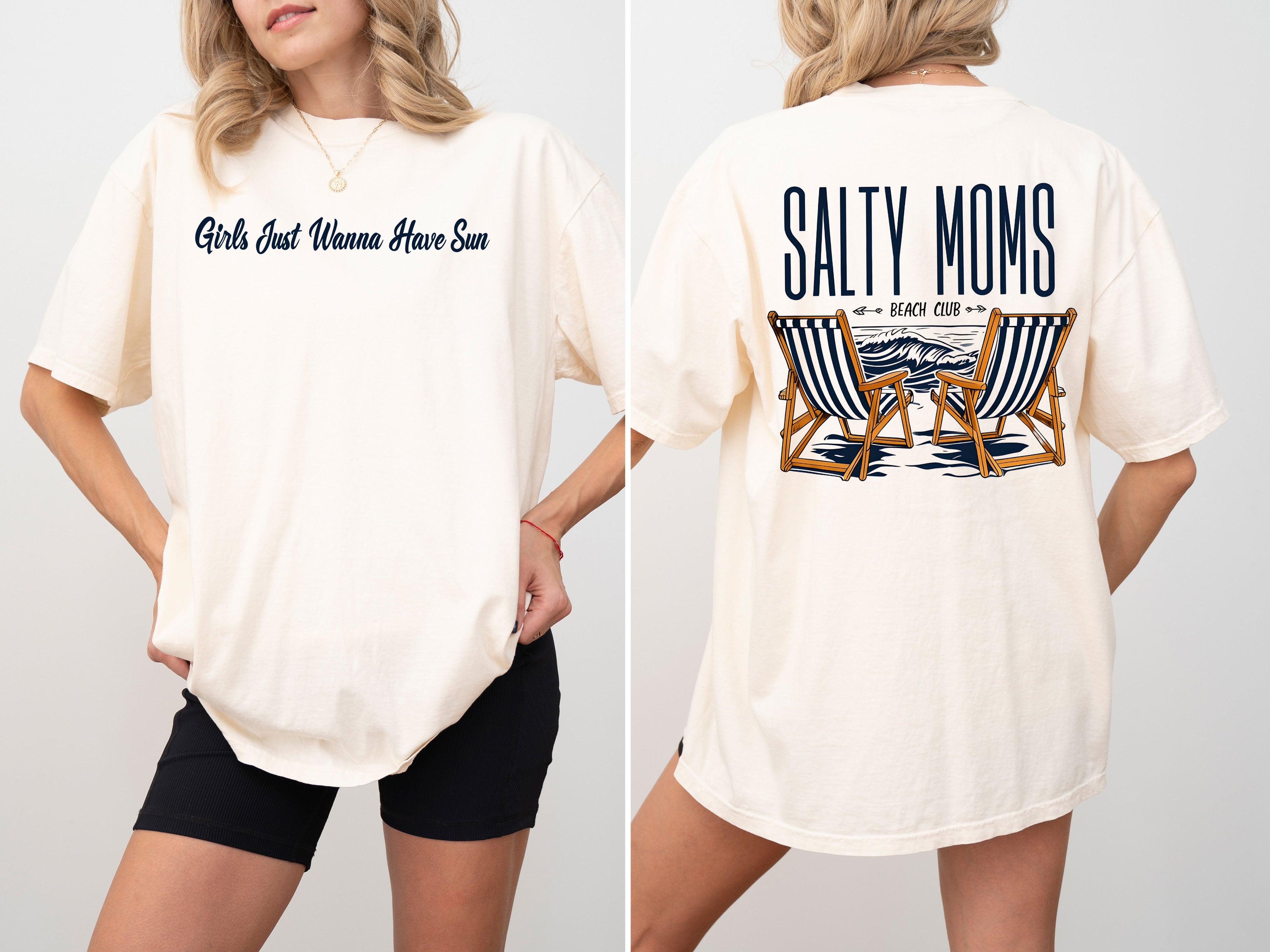 Salty Moms Beach Club Mother's Day Sun Summer Beach Vibes Sea Breeze Comfort Colors Tee