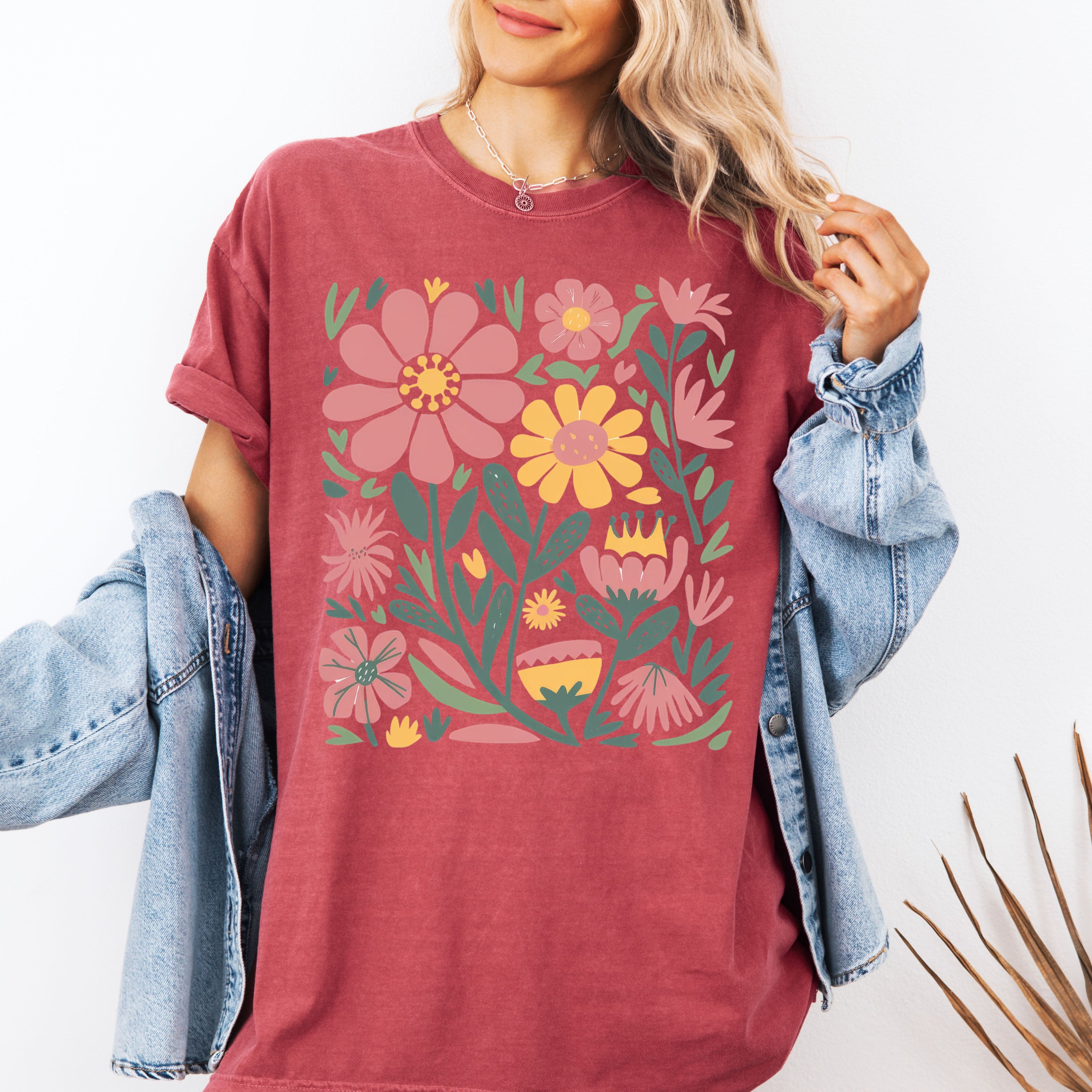 Boho Floral Vintage Flowers Wildflowers Mother's Day Floral Print Comfort Colors Tee