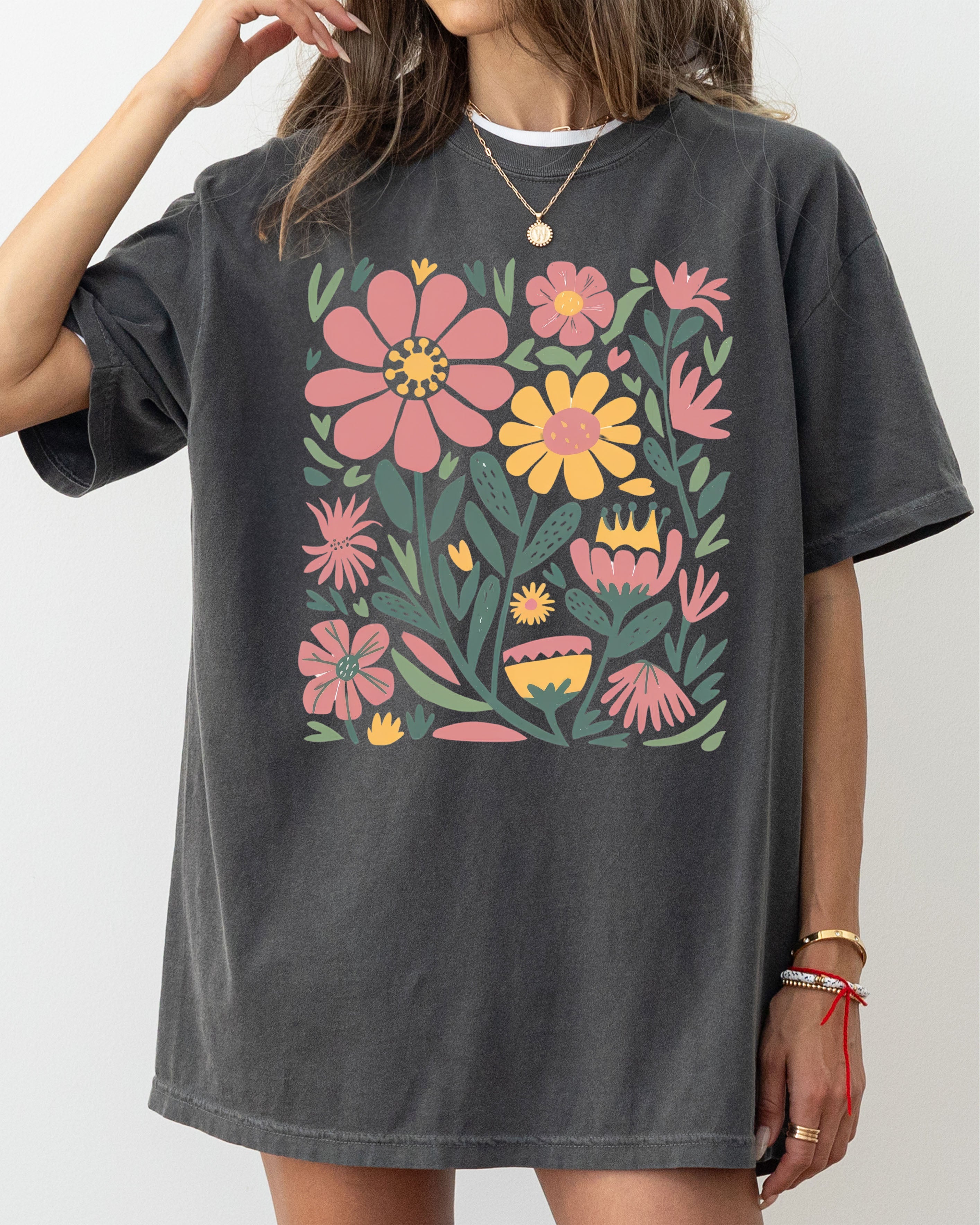 Boho Floral Vintage Flowers Wildflowers Mother's Day Floral Print Comfort Colors Tee