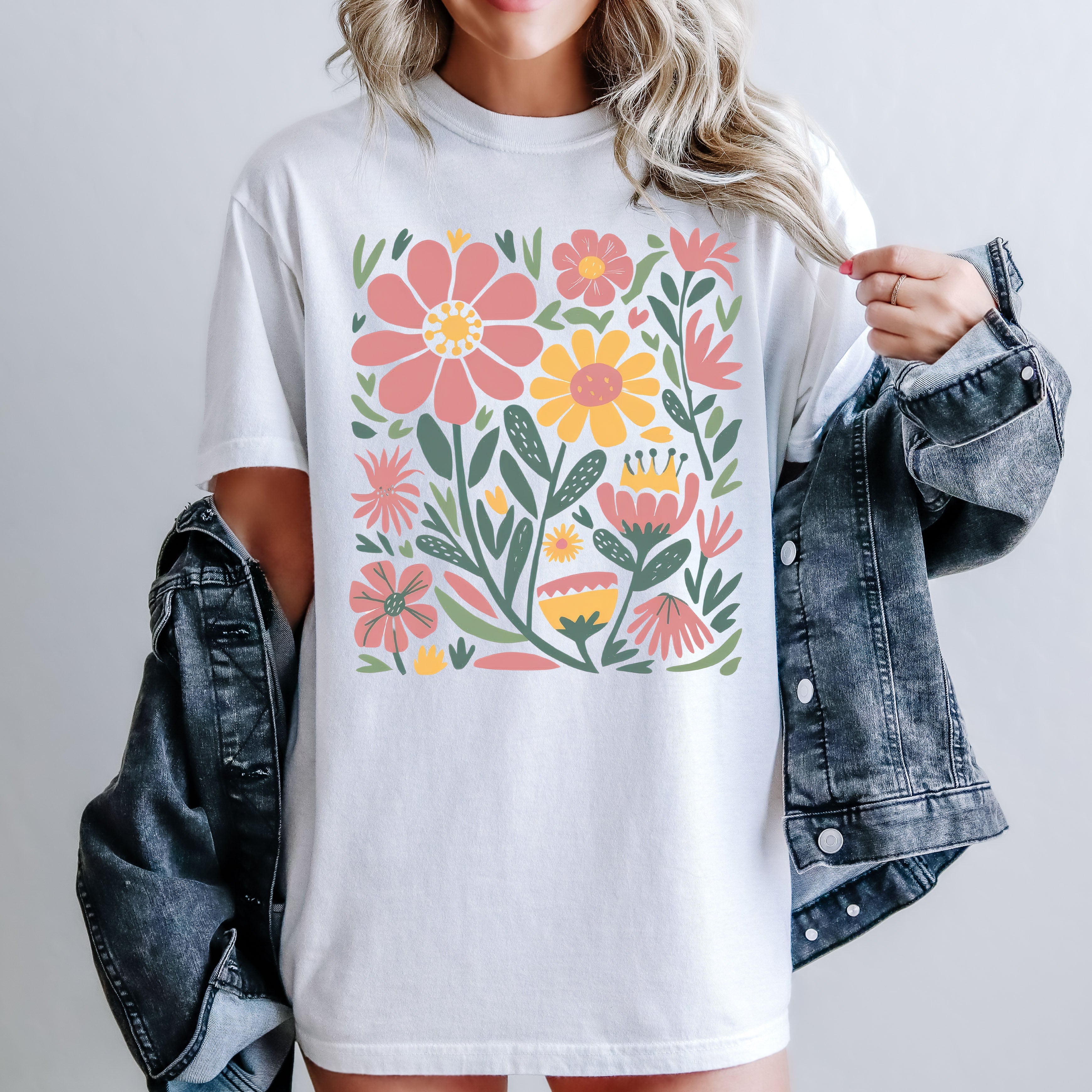 Boho Floral Vintage Flowers Wildflowers Mother's Day Floral Print Comfort Colors Tee