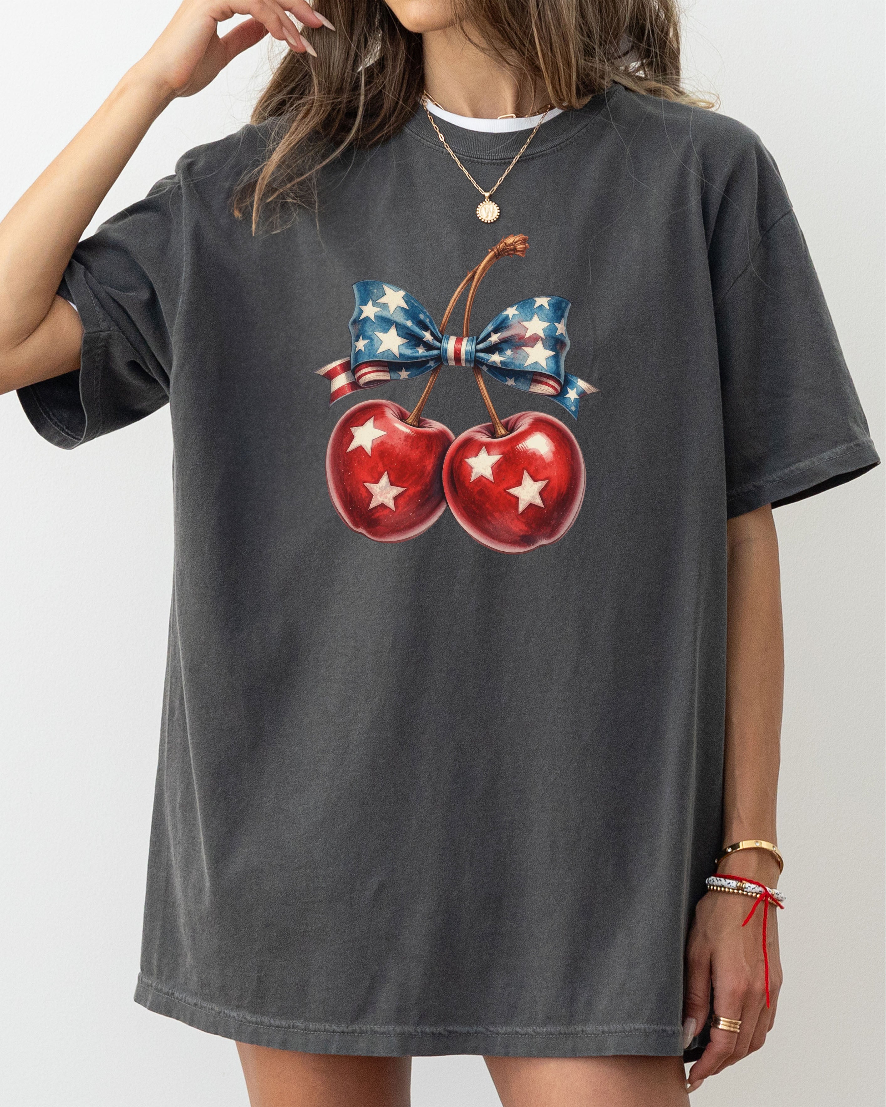 Retro Cherry 4th of July USA Stars America Vintage Patriotic Edition Comfort Colors Tee