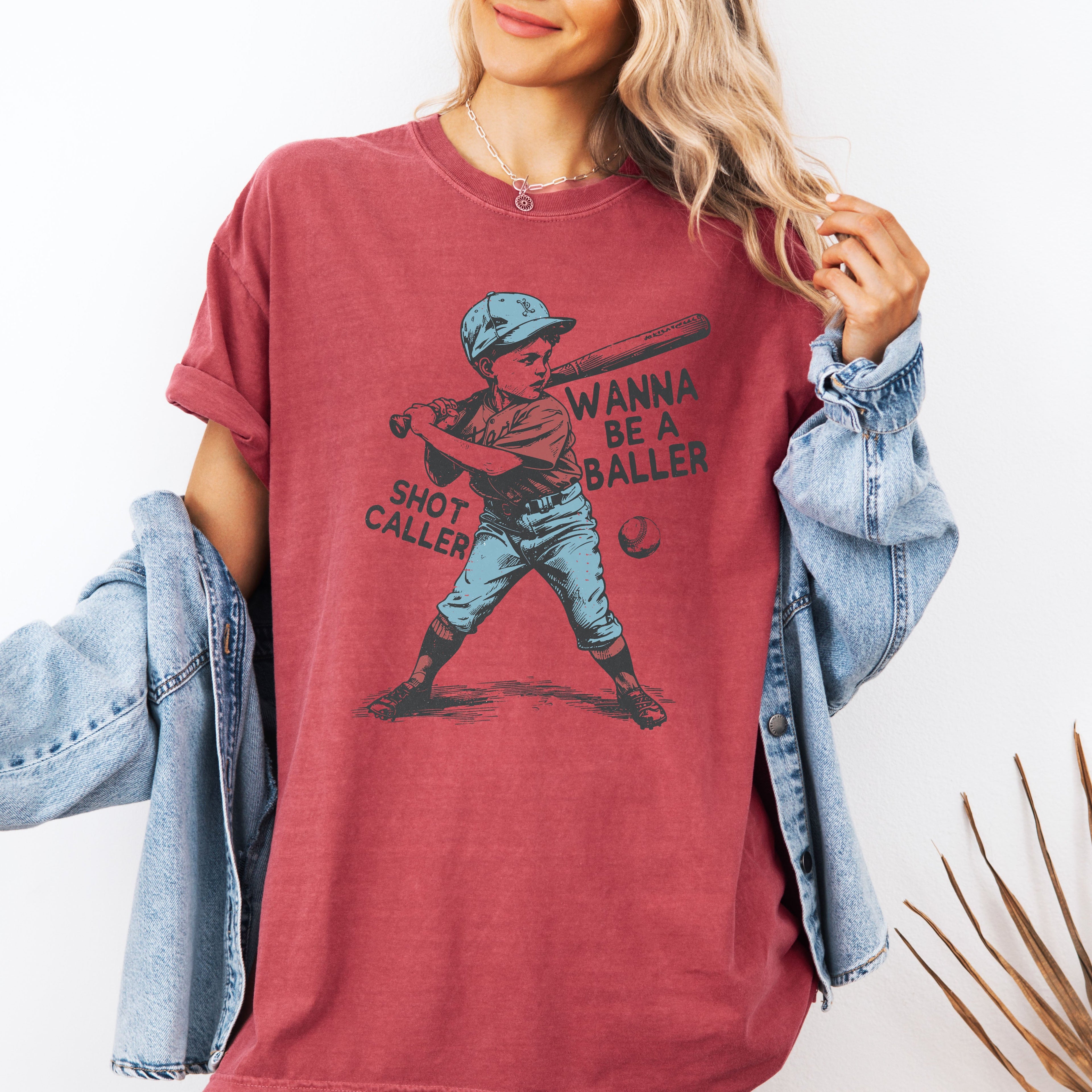 Wanna Be A Baller Shot Caller Vintage Baseball Retro Limited Edition Comfort Colors Tee
