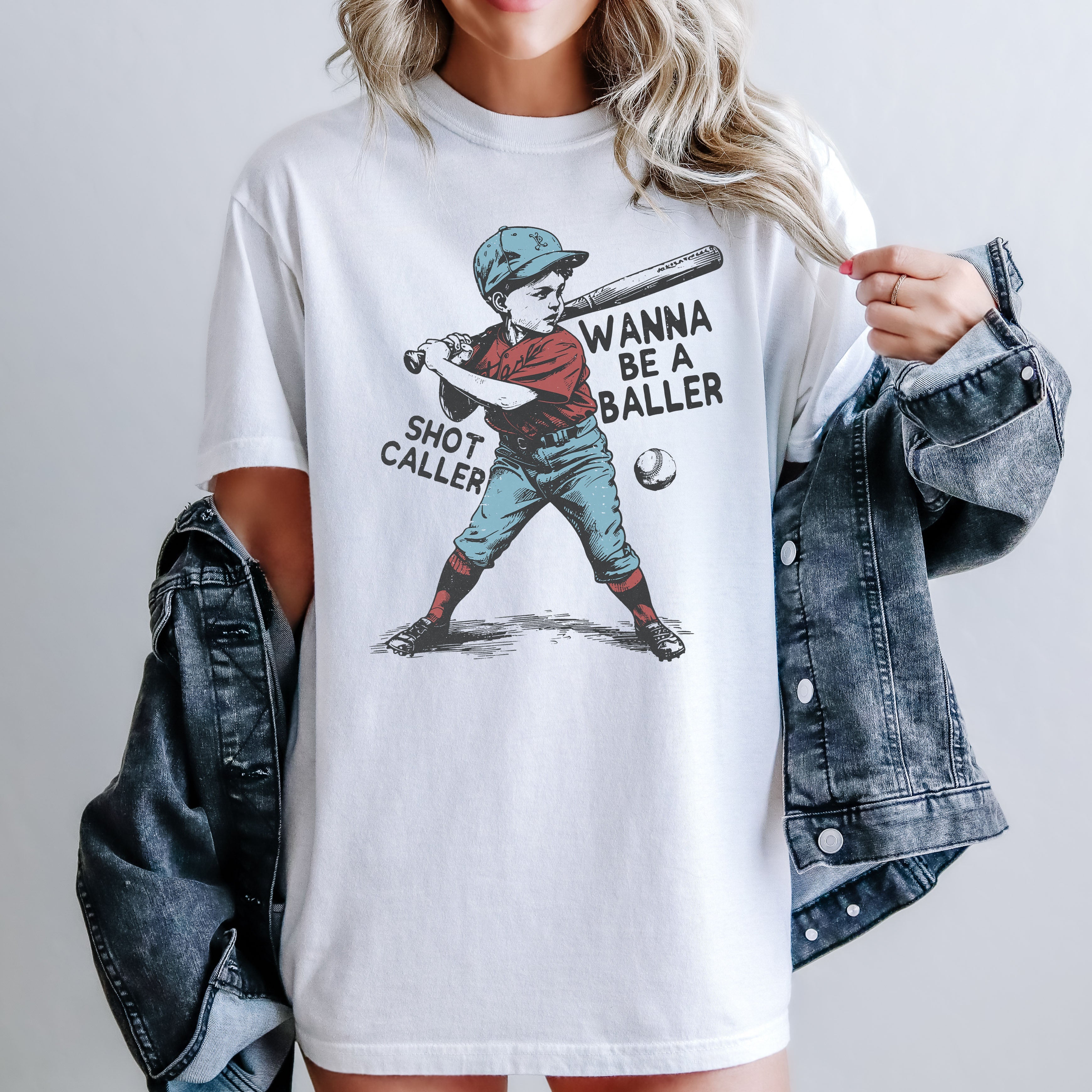 Wanna Be A Baller Shot Caller Vintage Baseball Retro Limited Edition Comfort Colors Tee
