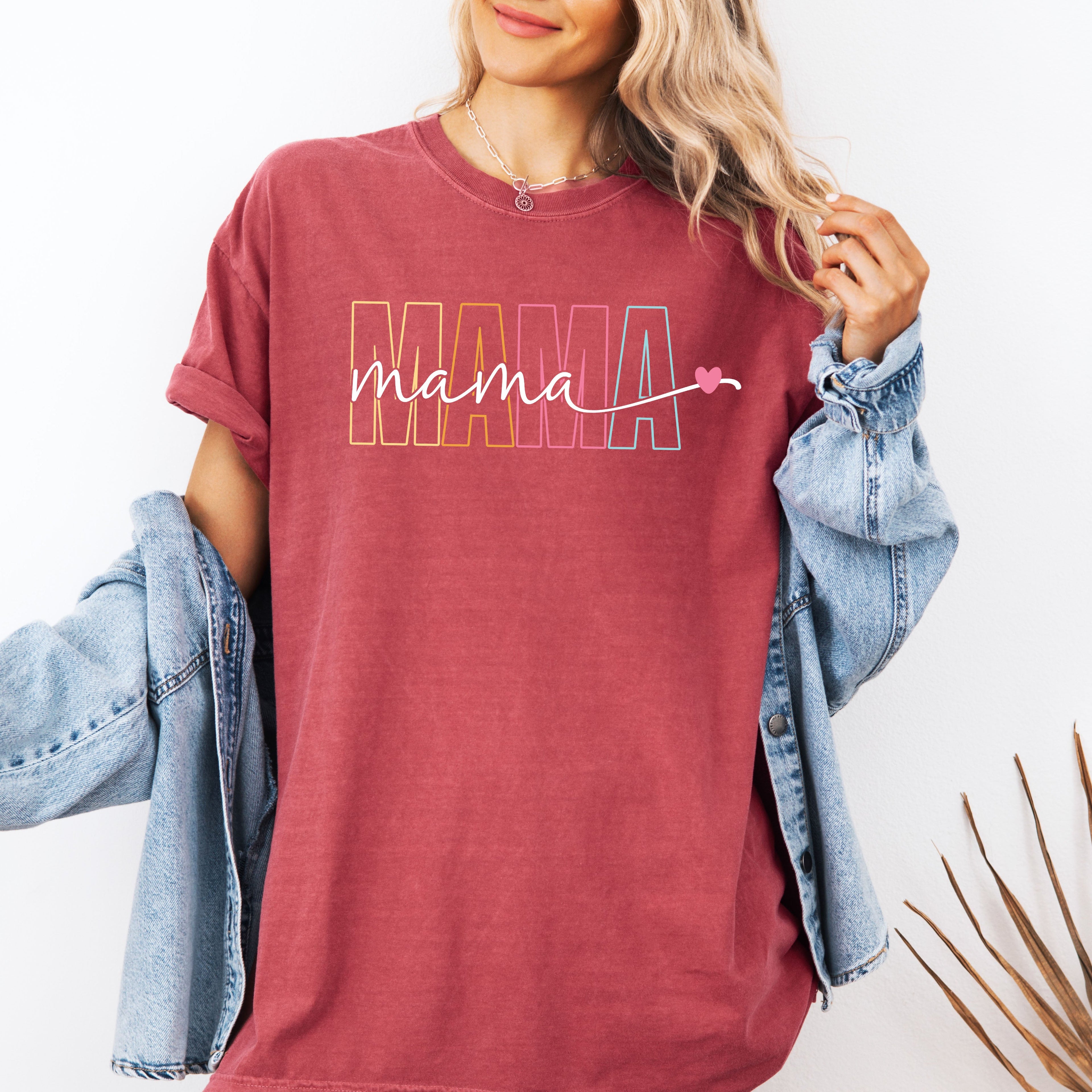 Mama Neon Retro Heart Vintage Love Limited Edition Soft Hand Premium Comfort Colors Tee