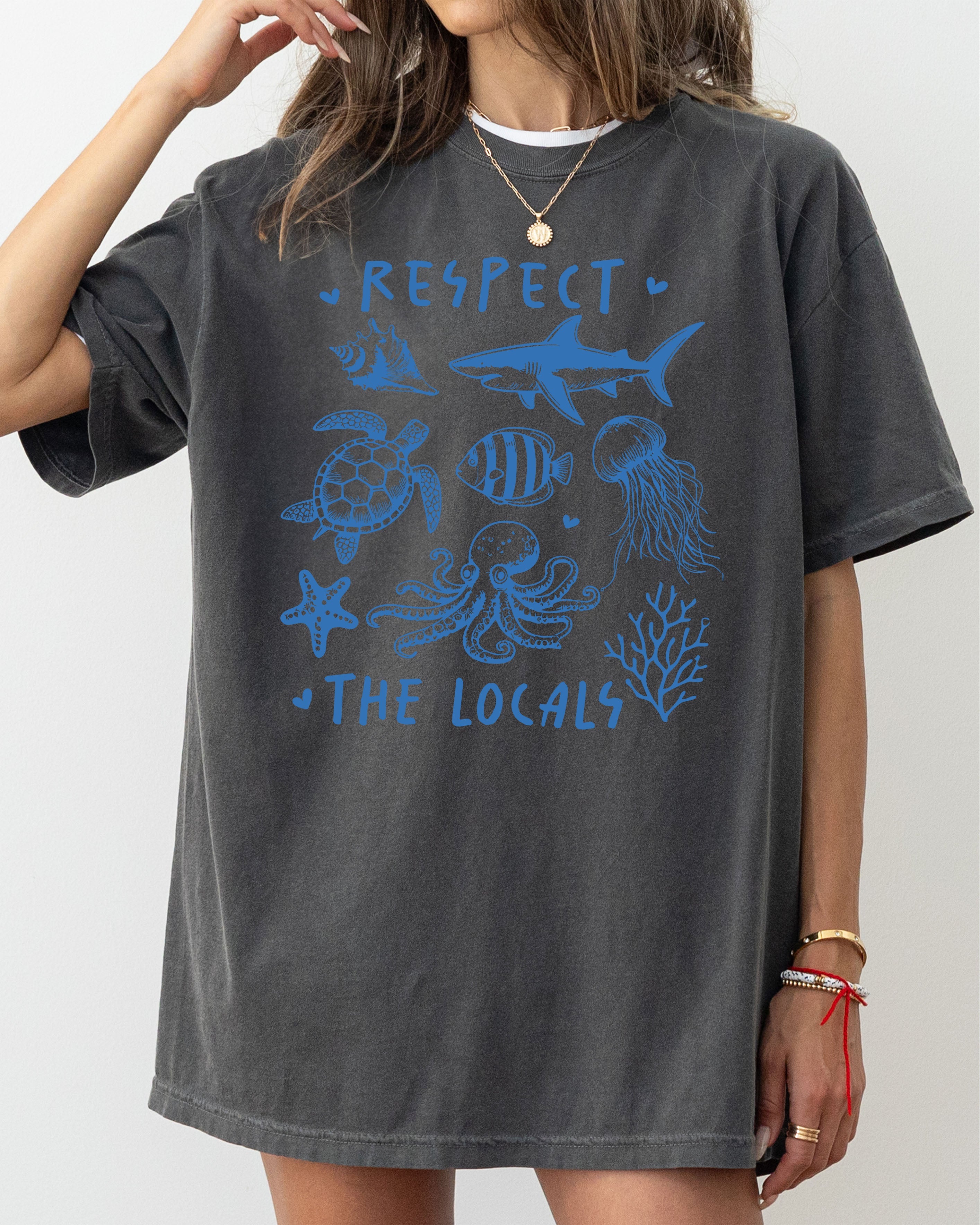Respect The Locals Sea Life Turtle Lake Fishing Retro Summer Vintage Beach Comfort Colors Tee