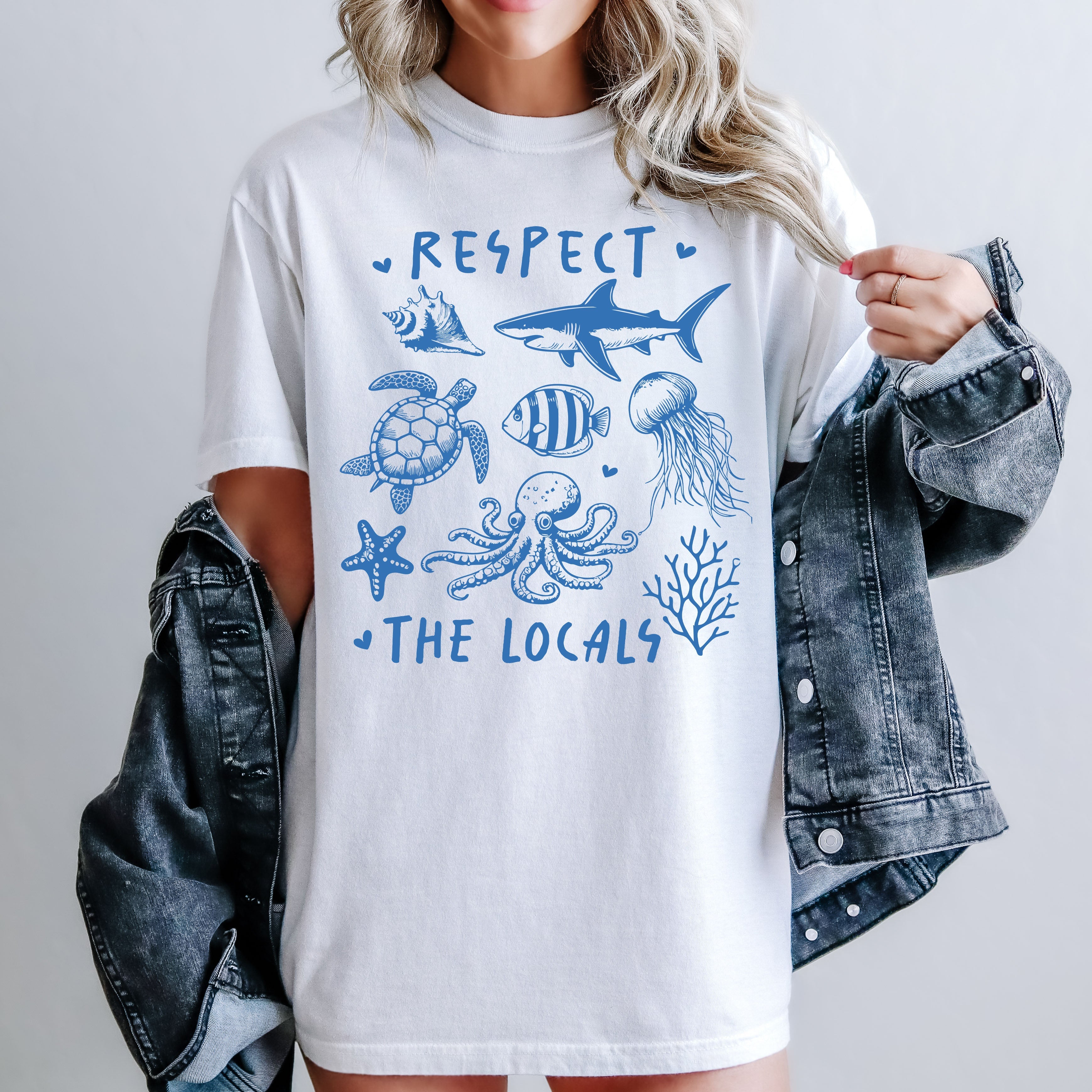 Respect The Locals Sea Life Turtle Lake Fishing Retro Summer Vintage Beach Comfort Colors Tee