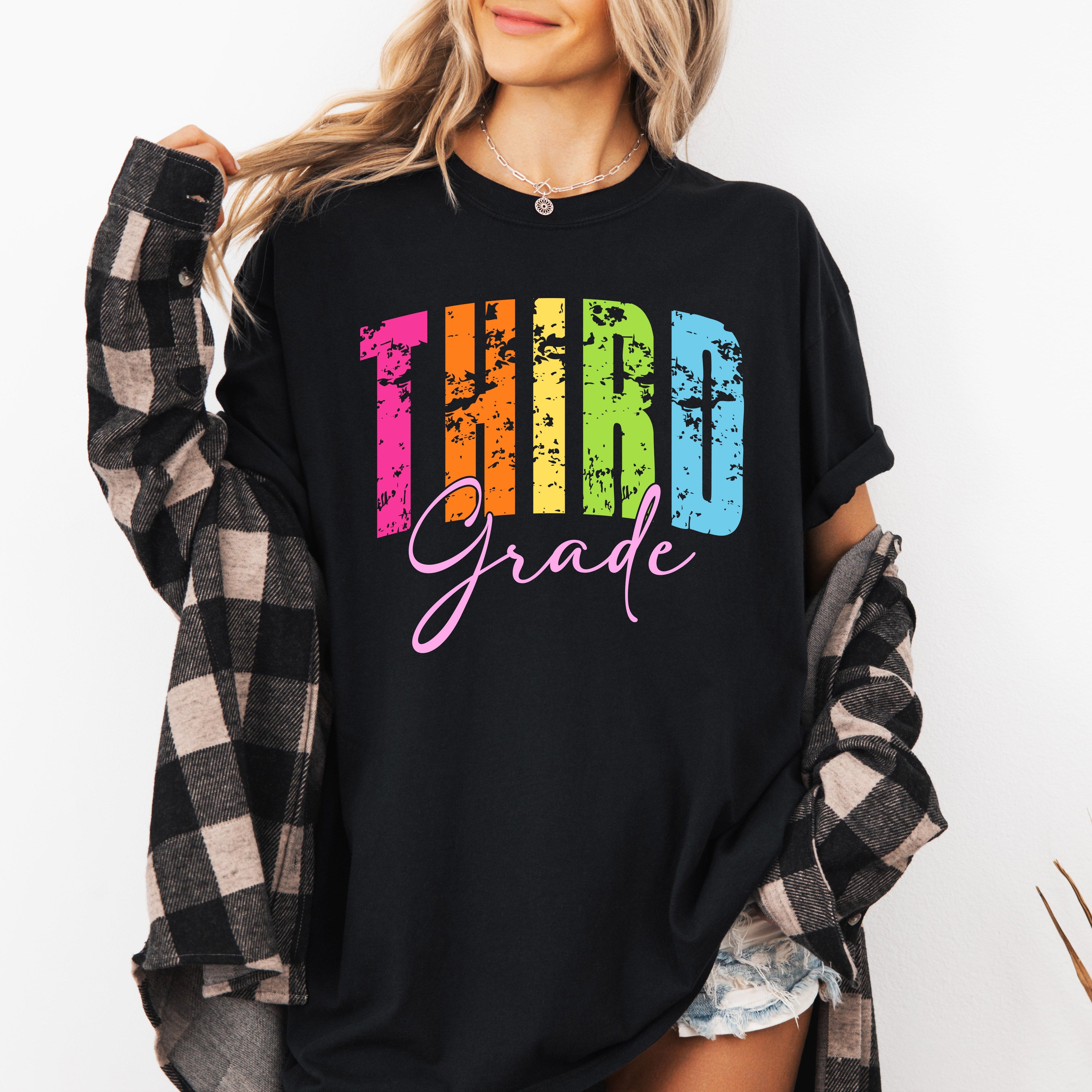 Third Grade Retro Teacher Back To School First Day Of School Cute Teacher Appreciation Comfort Colors Tee