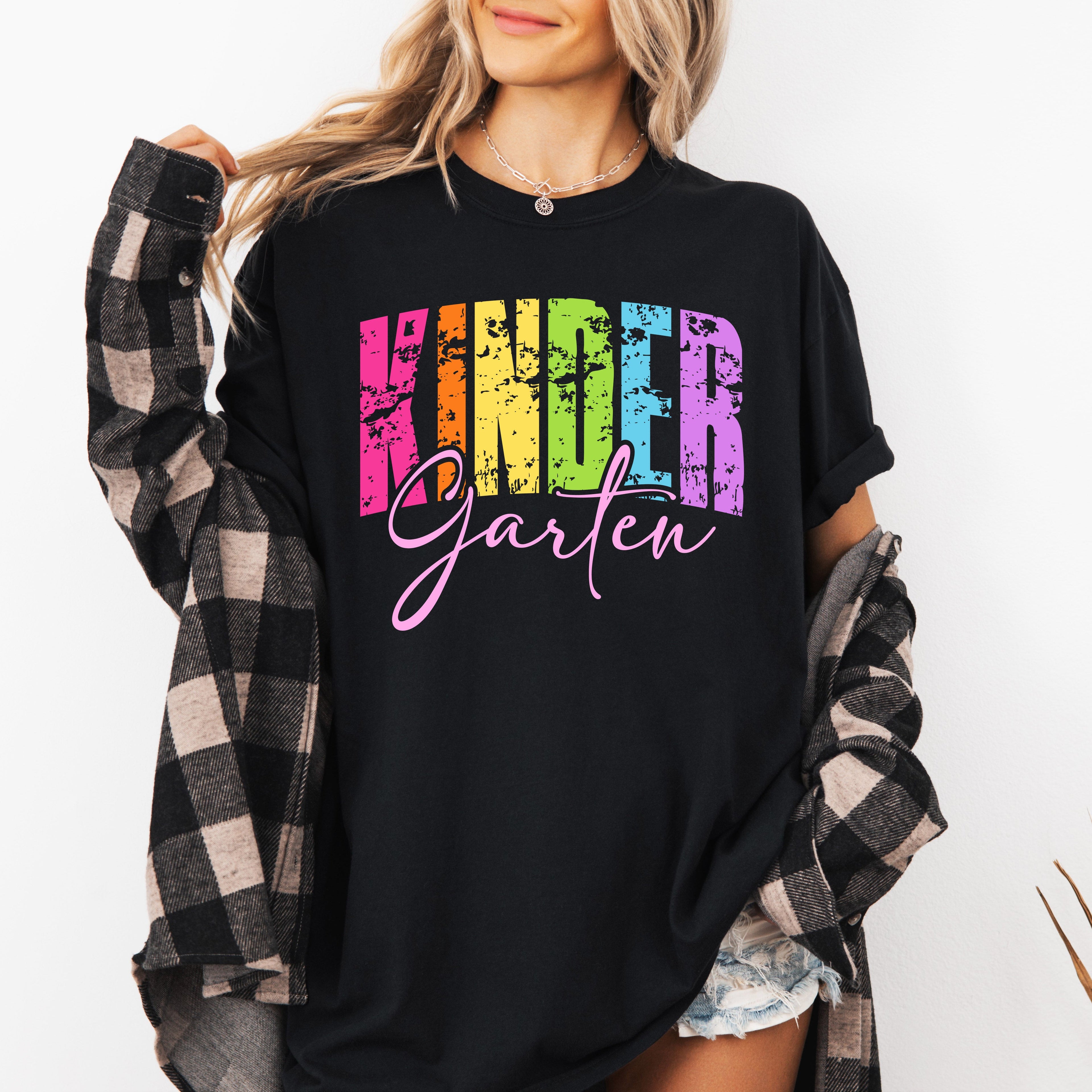 Kindergarten Retro Teacher Back To School First Day Of School Appreciation Coquette Comfort Colors Tee