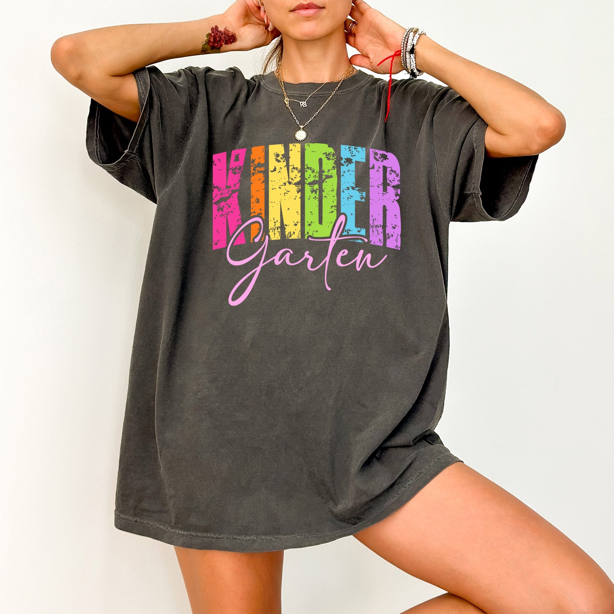 Kindergarten Retro Teacher Back To School First Day Of School Appreciation Coquette Comfort Colors Tee