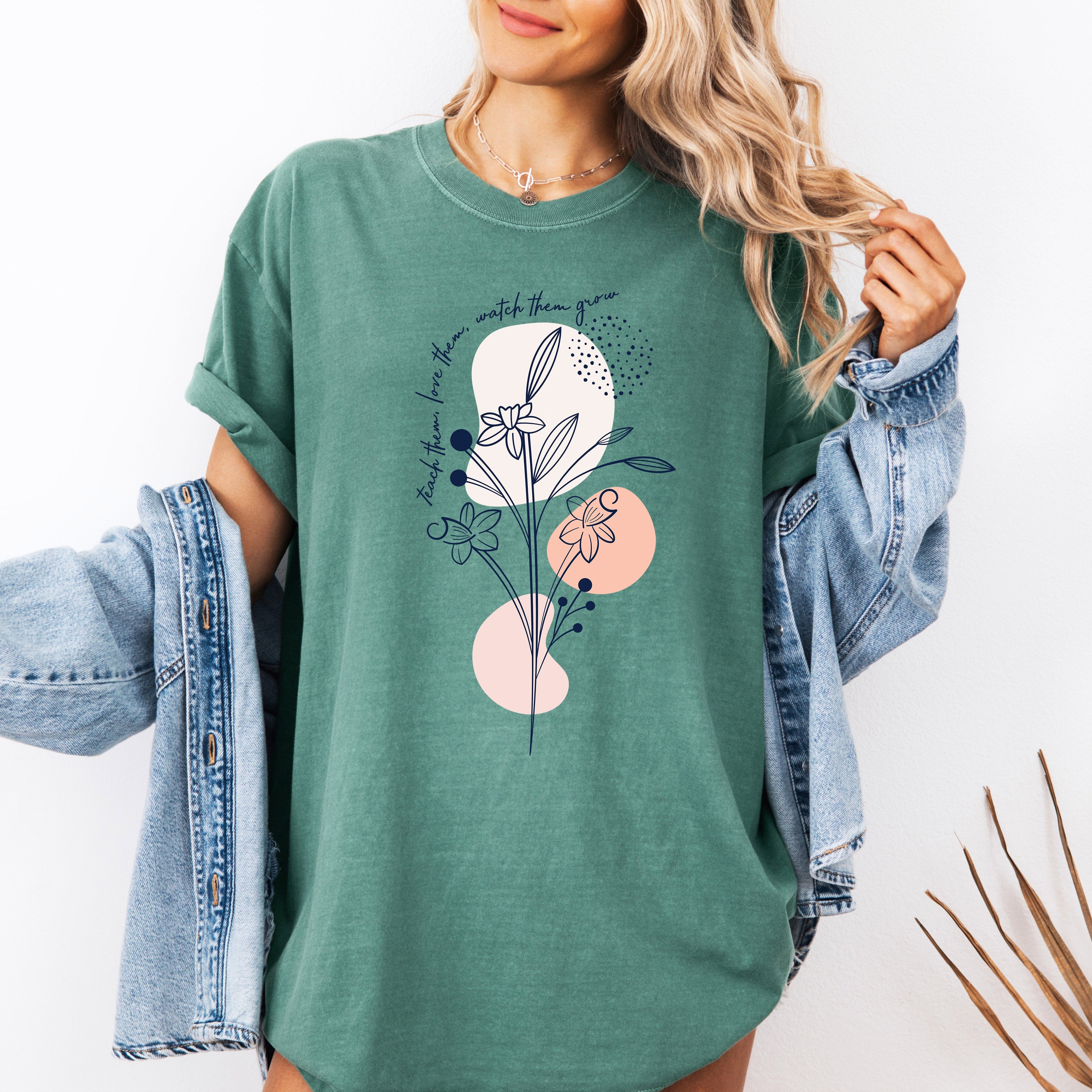Teach Them Love Them Teacher Boho Back To School First Day Of School Cute Appreciation Coquette Comfort Colors Tee