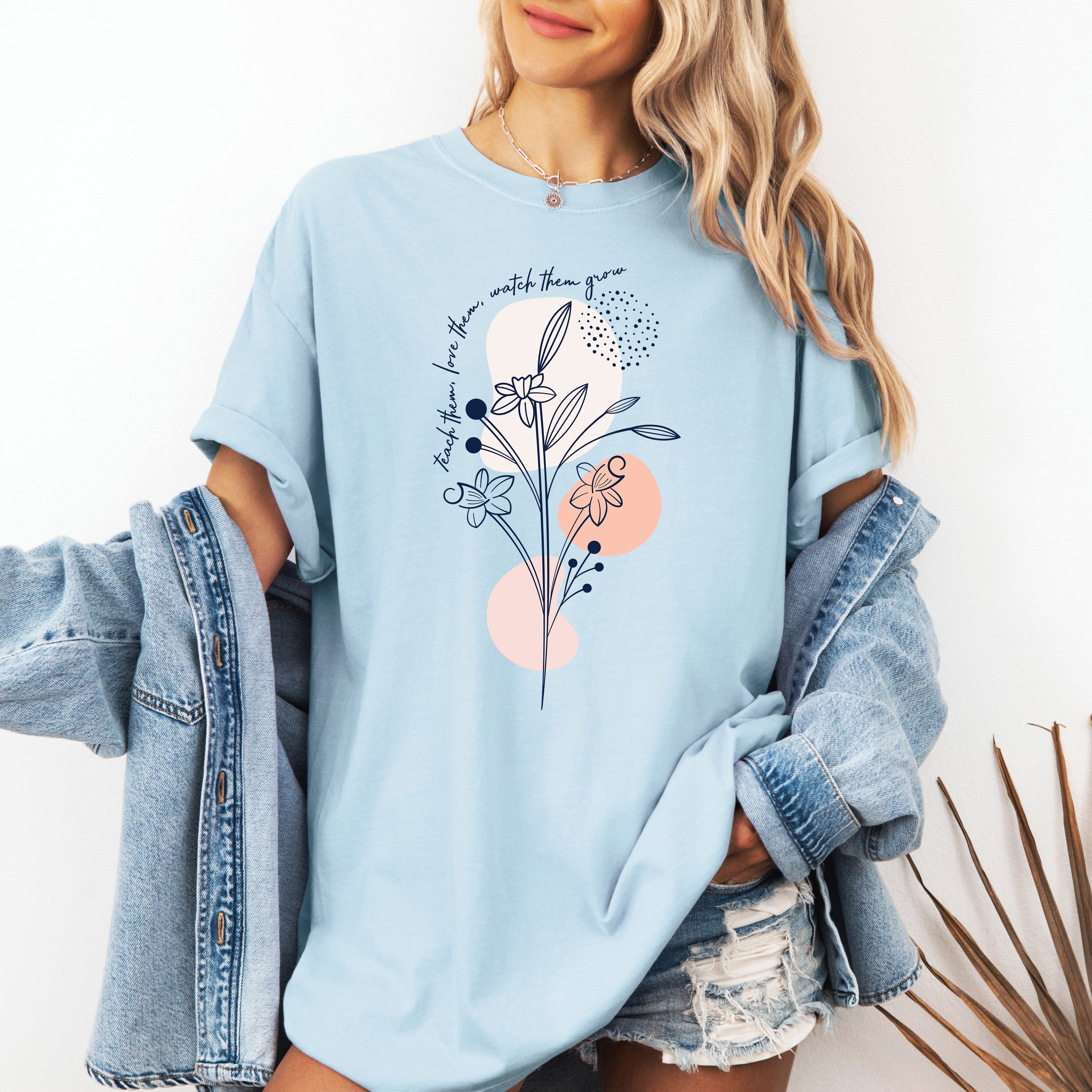 Teach Them Love Them Teacher Boho Back To School First Day Of School Cute Appreciation Coquette Comfort Colors Tee