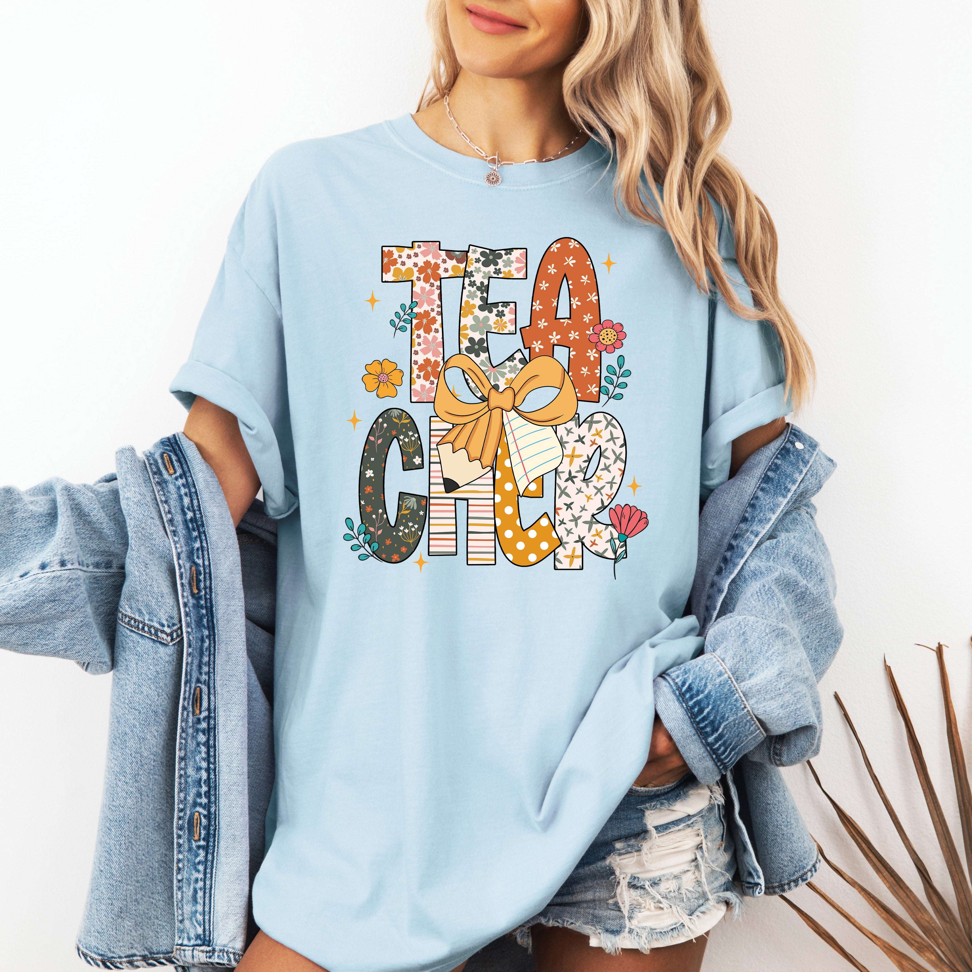 Teacher Retro Bow Coquette Back to School First Day of School Boho Comfort Colors Tee