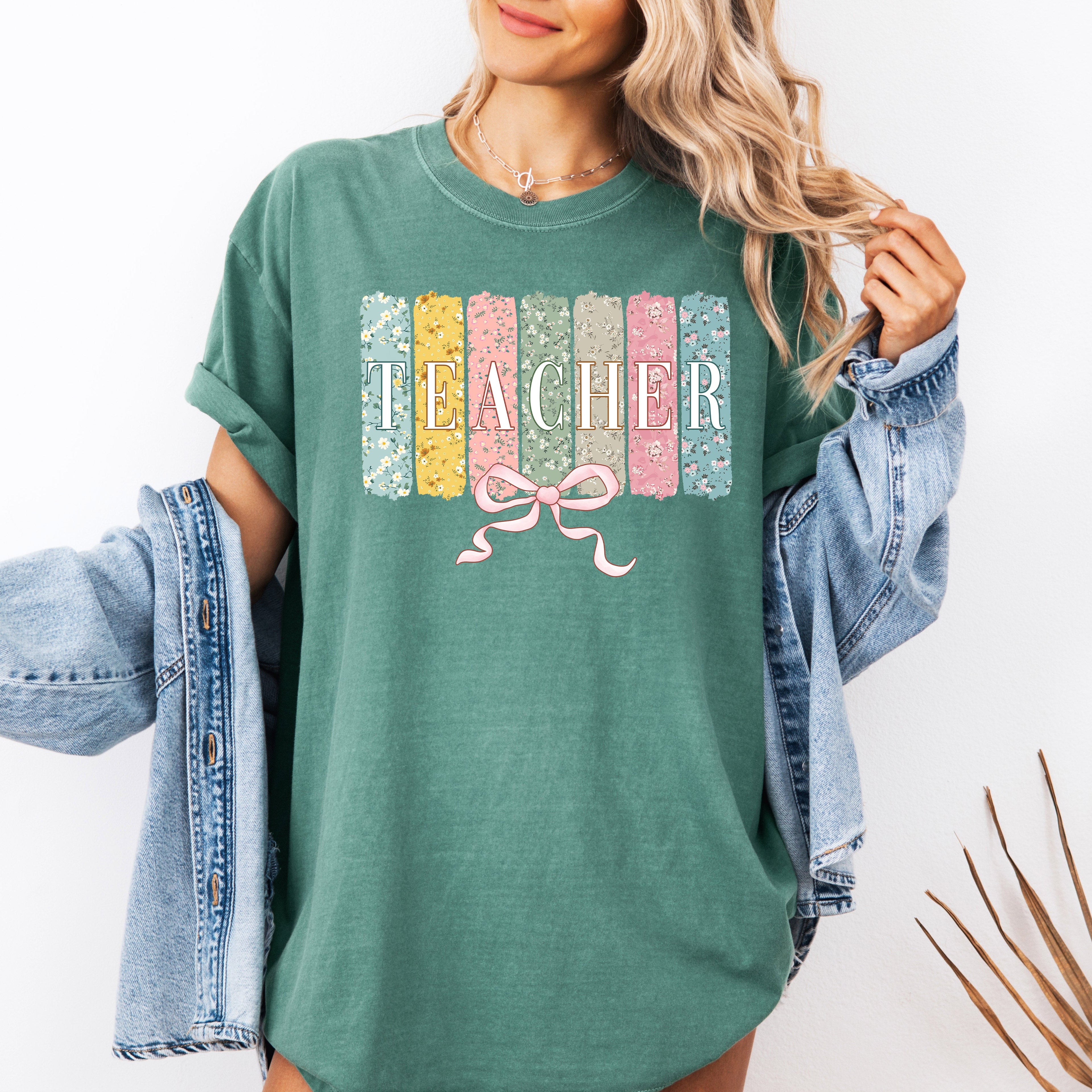 Teacher, Wildflowers, Bow Back to School First Day of School Edition Comfort Colors Tee