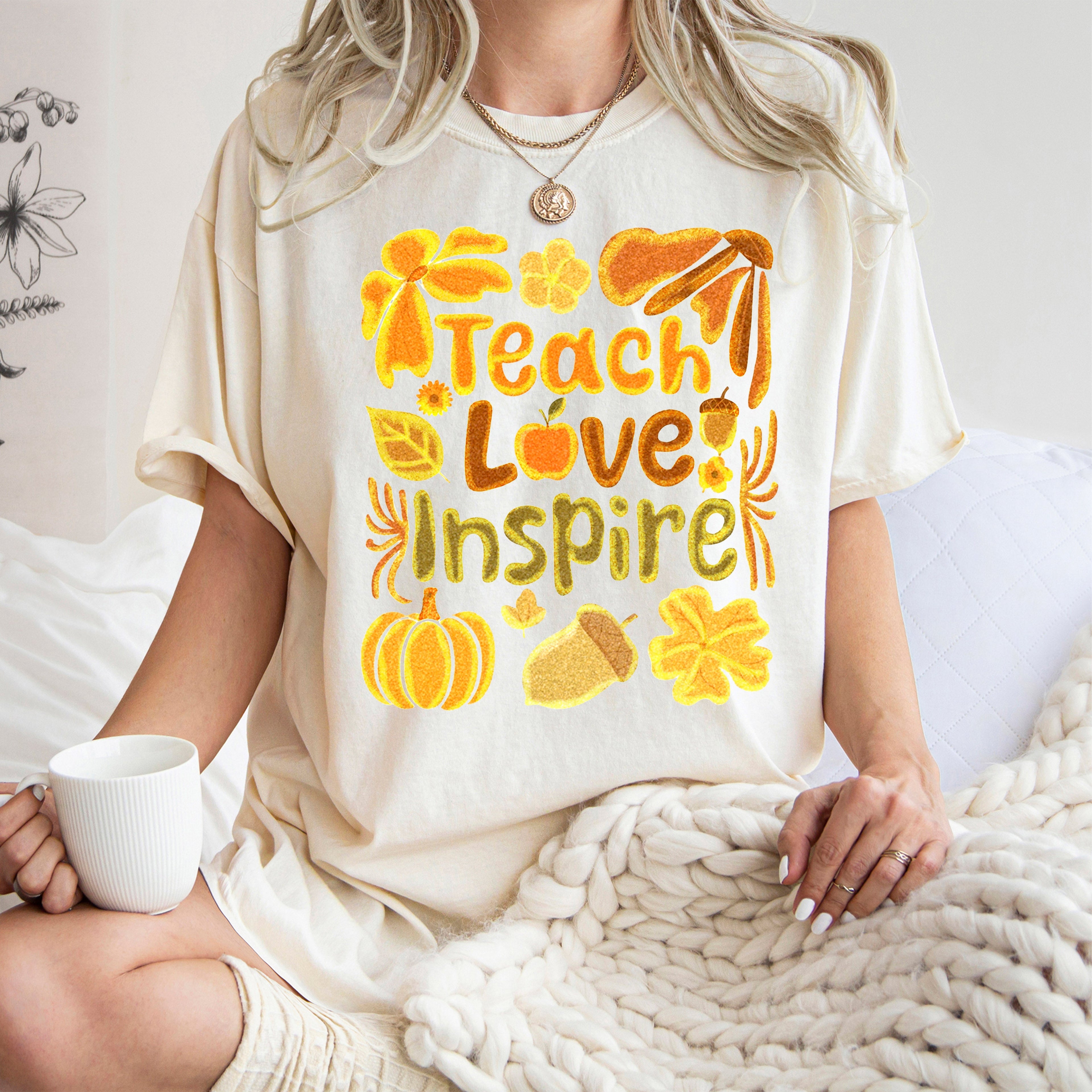 Teach Love Inspire Teacher Appreciation Back To School Motto Fall Season Comfort Colors Tee