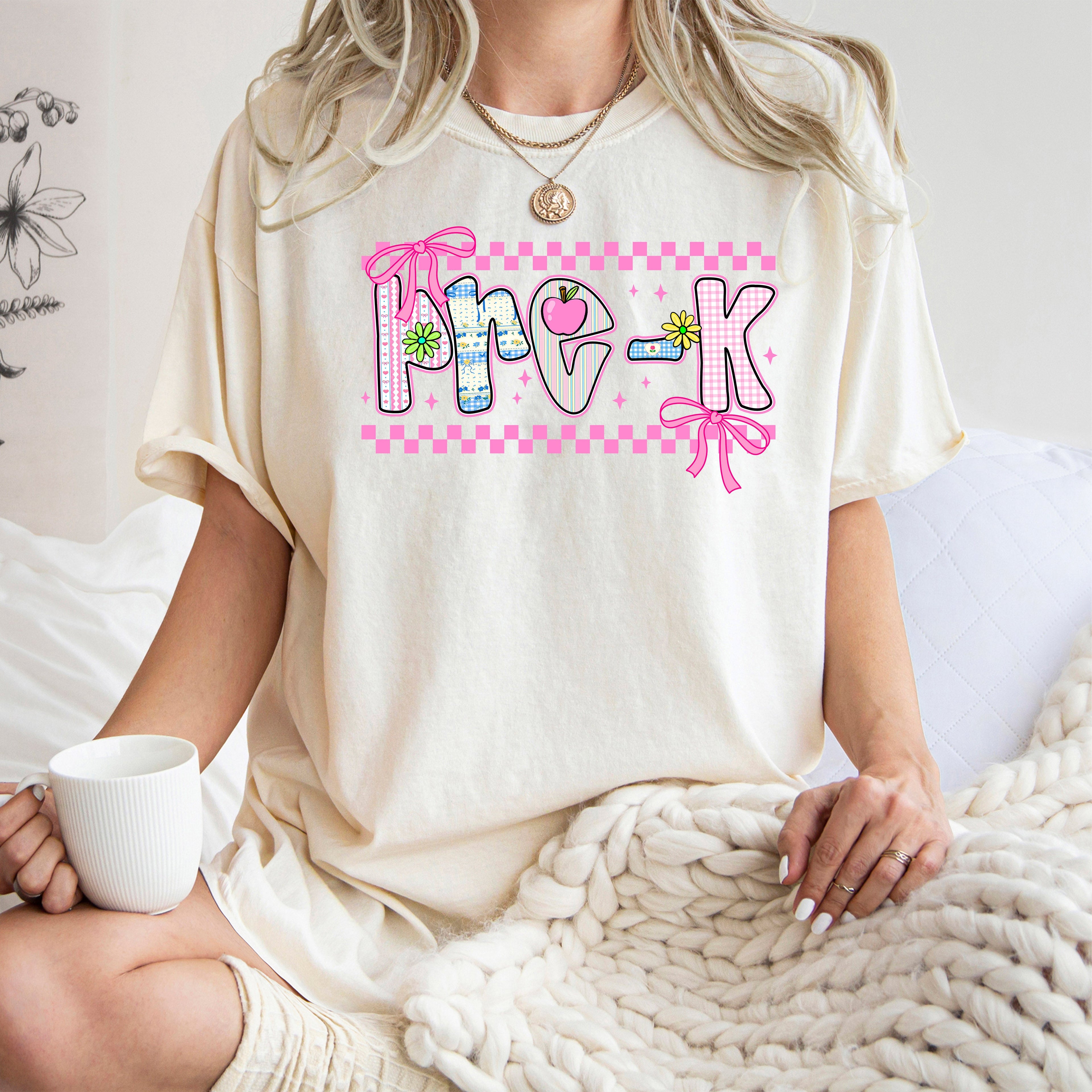 Pre-K Teacher Retro Checkered First Day Back To School Celebration Edition Comfort Colors Tee