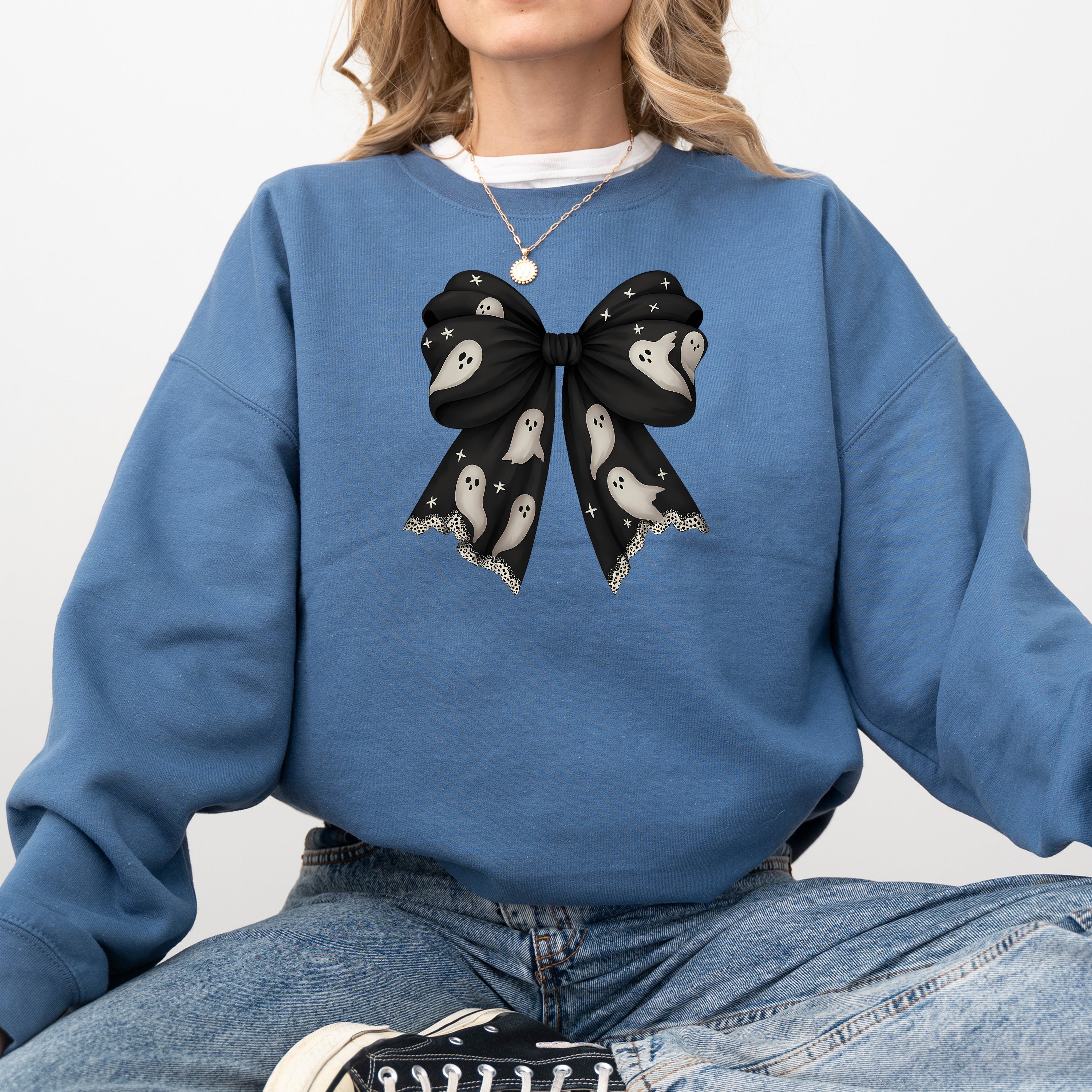 Halloween Bow Coquette Minimalist Retro Vintage Spooky Costume Fall Graphic Sweatshirt