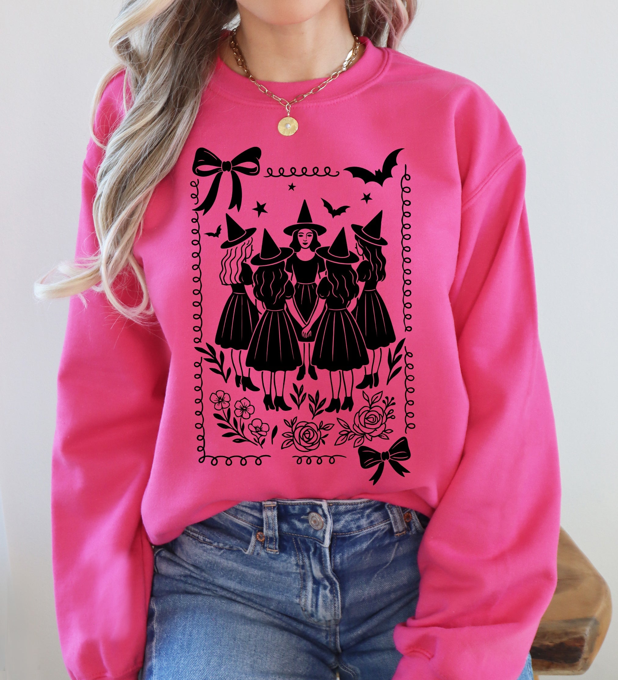 Halloween Witches Vintage Ghost Pumpkin Retro Spooky Season Cozy Graphic Sweatshirt