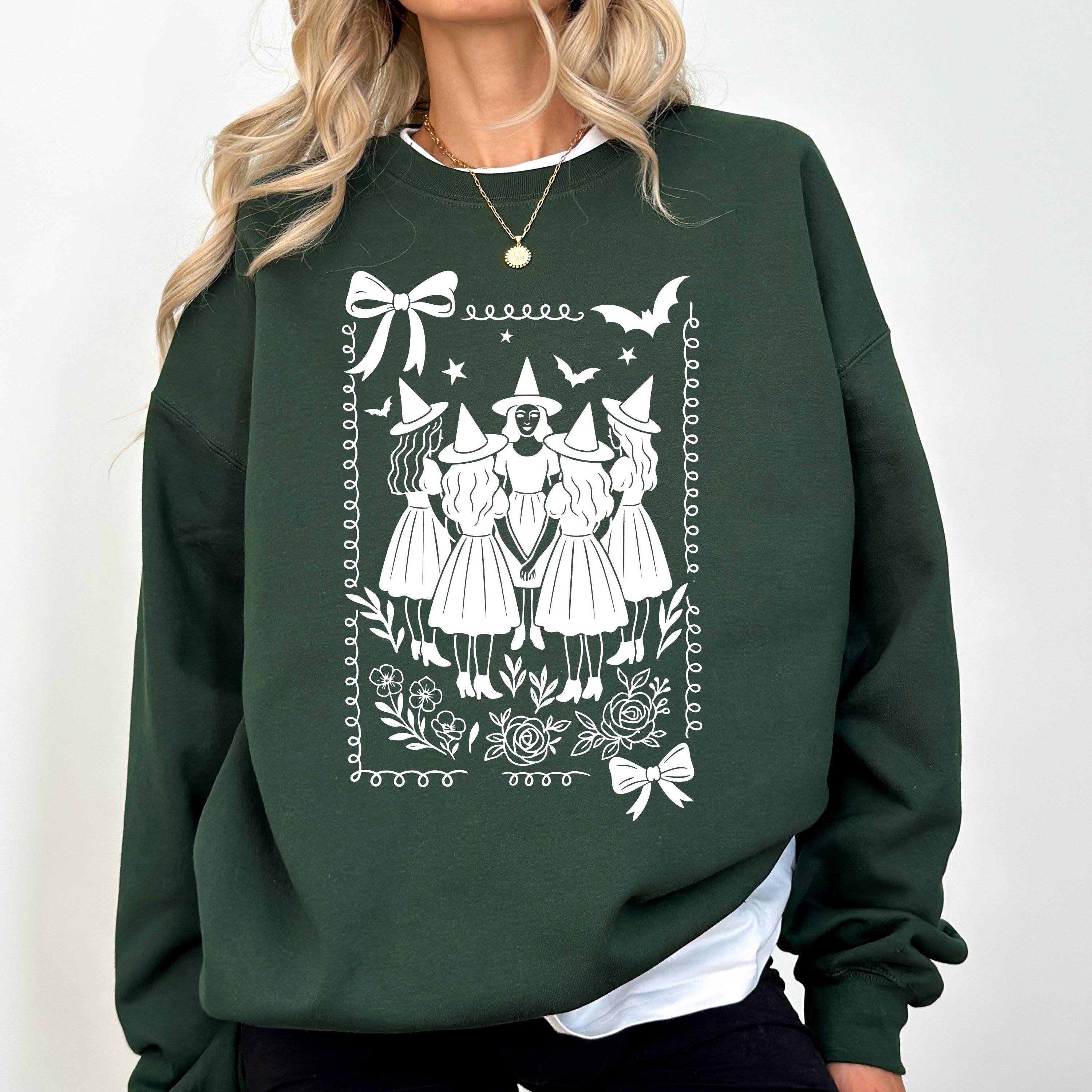 Halloween Witches Vintage Ghost Pumpkin Retro Spooky Season Cozy Graphic Sweatshirt