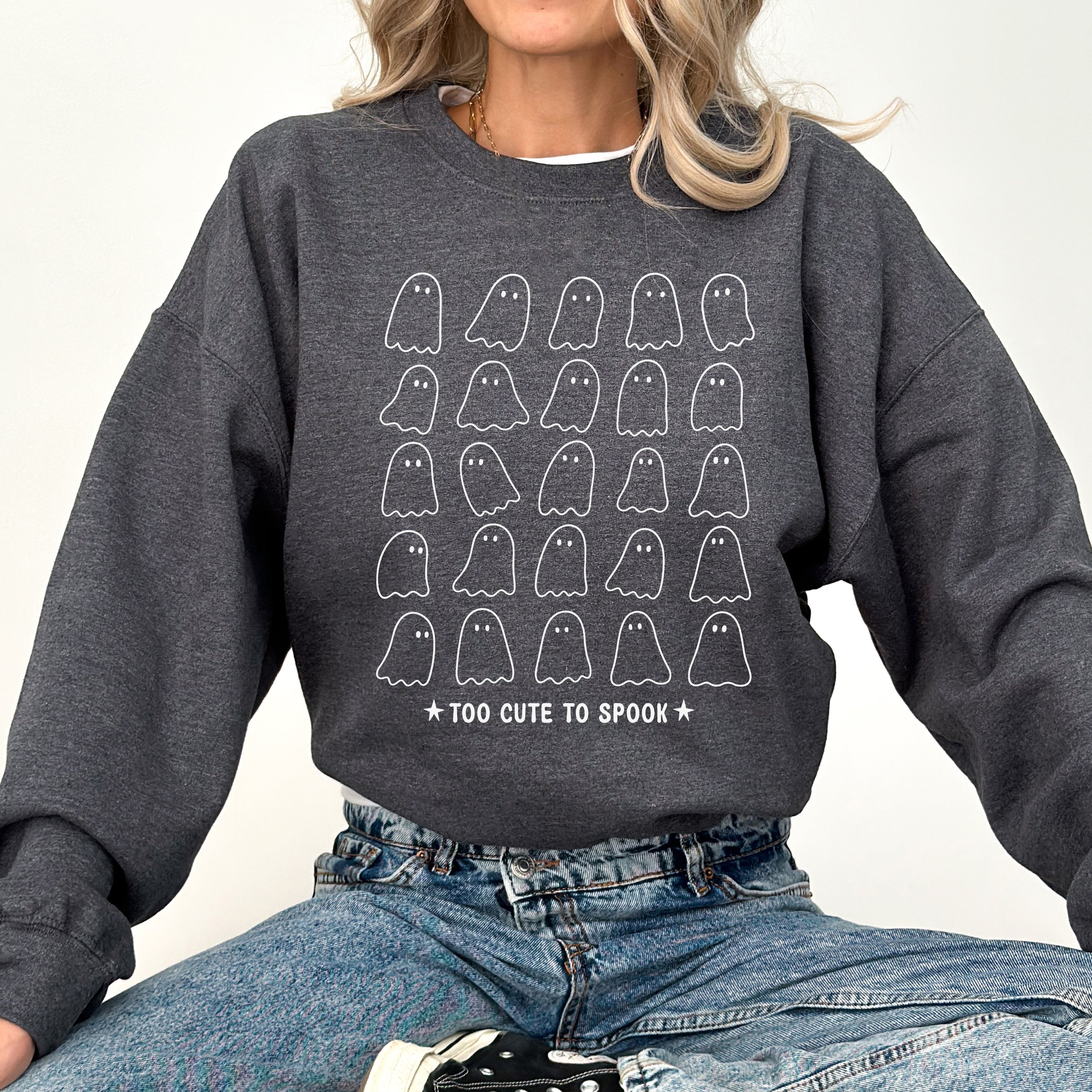 Too Cute To Spook Mini Ghosts Halloween Vintage Pumpkin Retro Spooky Fall Graphic Sweatshirt