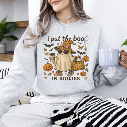Boujee Ghost Fancy Halloween Vintage Pumpkin Retro Spooky Costume Fall Graphic Sweatshirt