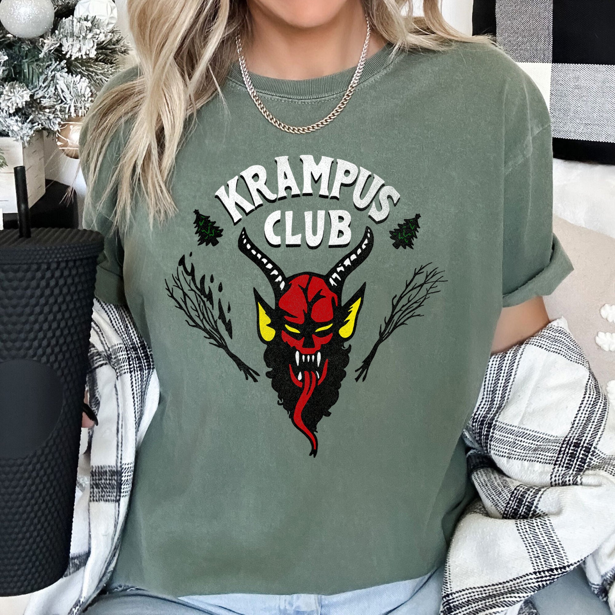 Krampus Club Christmas Naughty Stranger Festive Holiday Vibe Edition Comfort Colors Tee