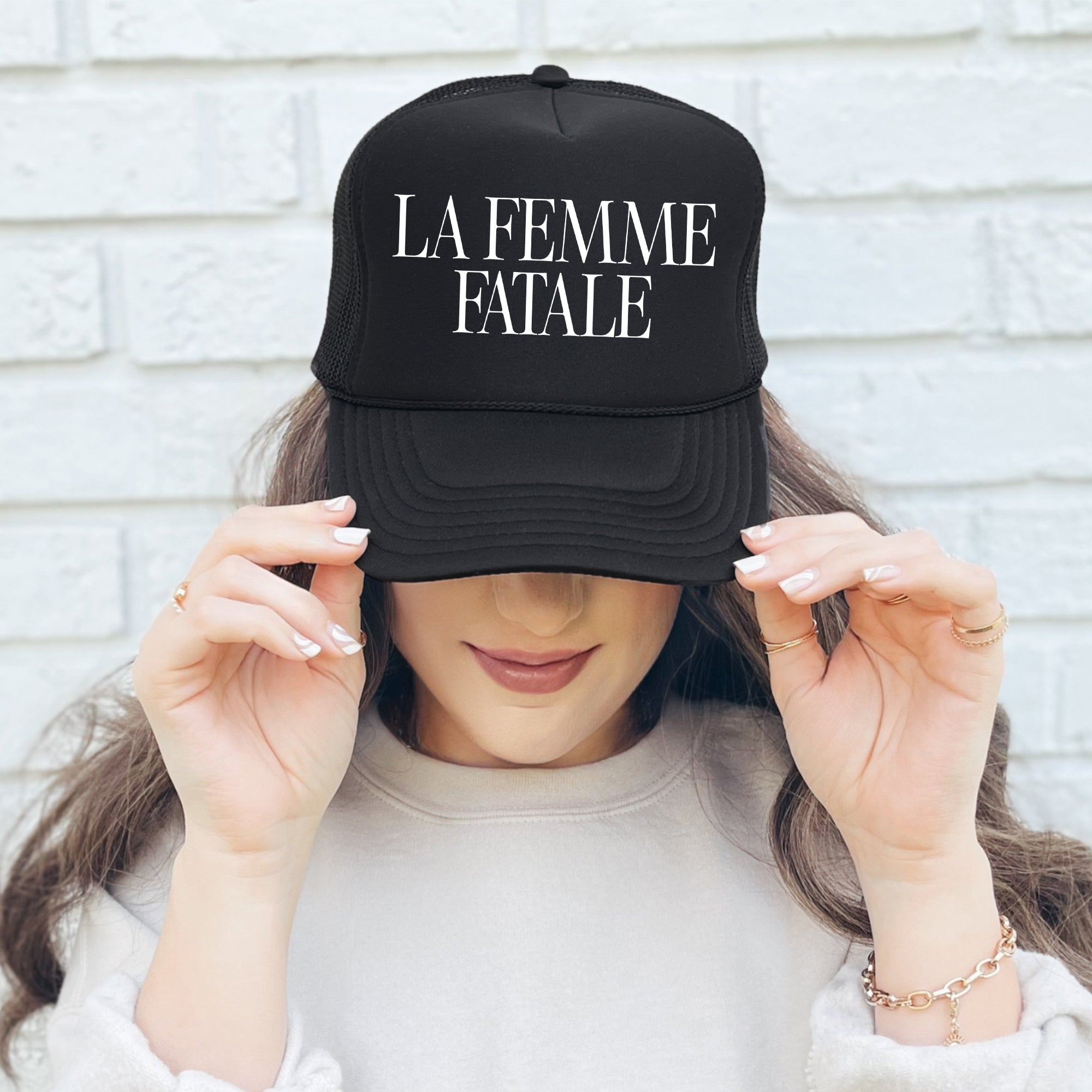 La Femme Fatale Sassy Funny Bold Confident Iconic Statement Maker For Bold Women Trucker Hat
