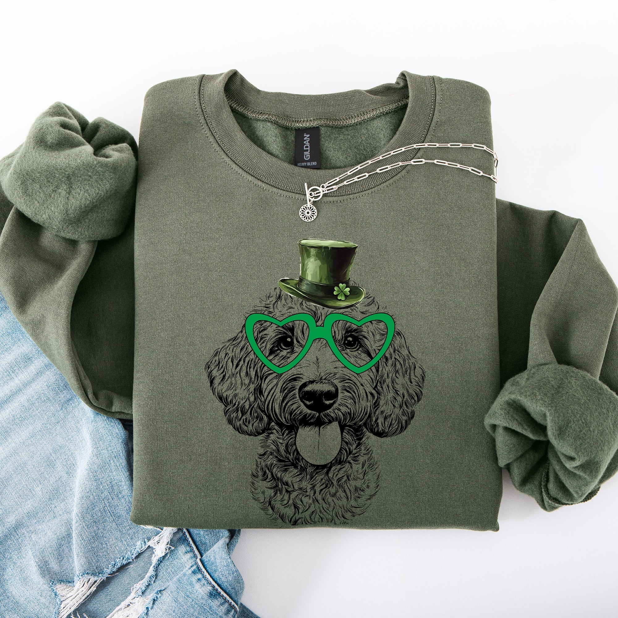 Labradoodle Adorable Dog St Patrick's Day Irish Lucky Festive Cozy For Dog Lovers Sweatshirt