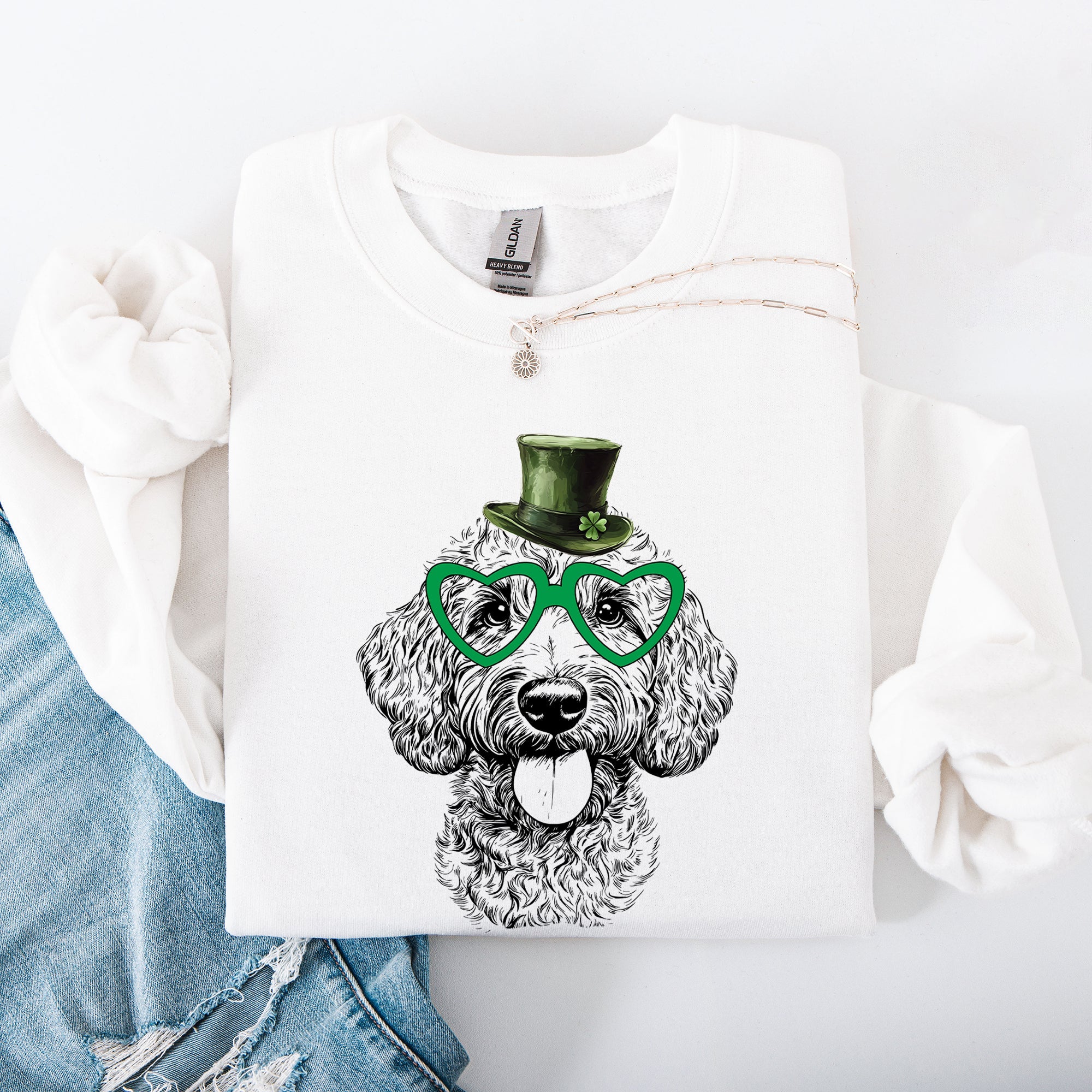 Labradoodle Adorable Dog St Patrick's Day Irish Lucky Festive Cozy For Dog Lovers Sweatshirt
