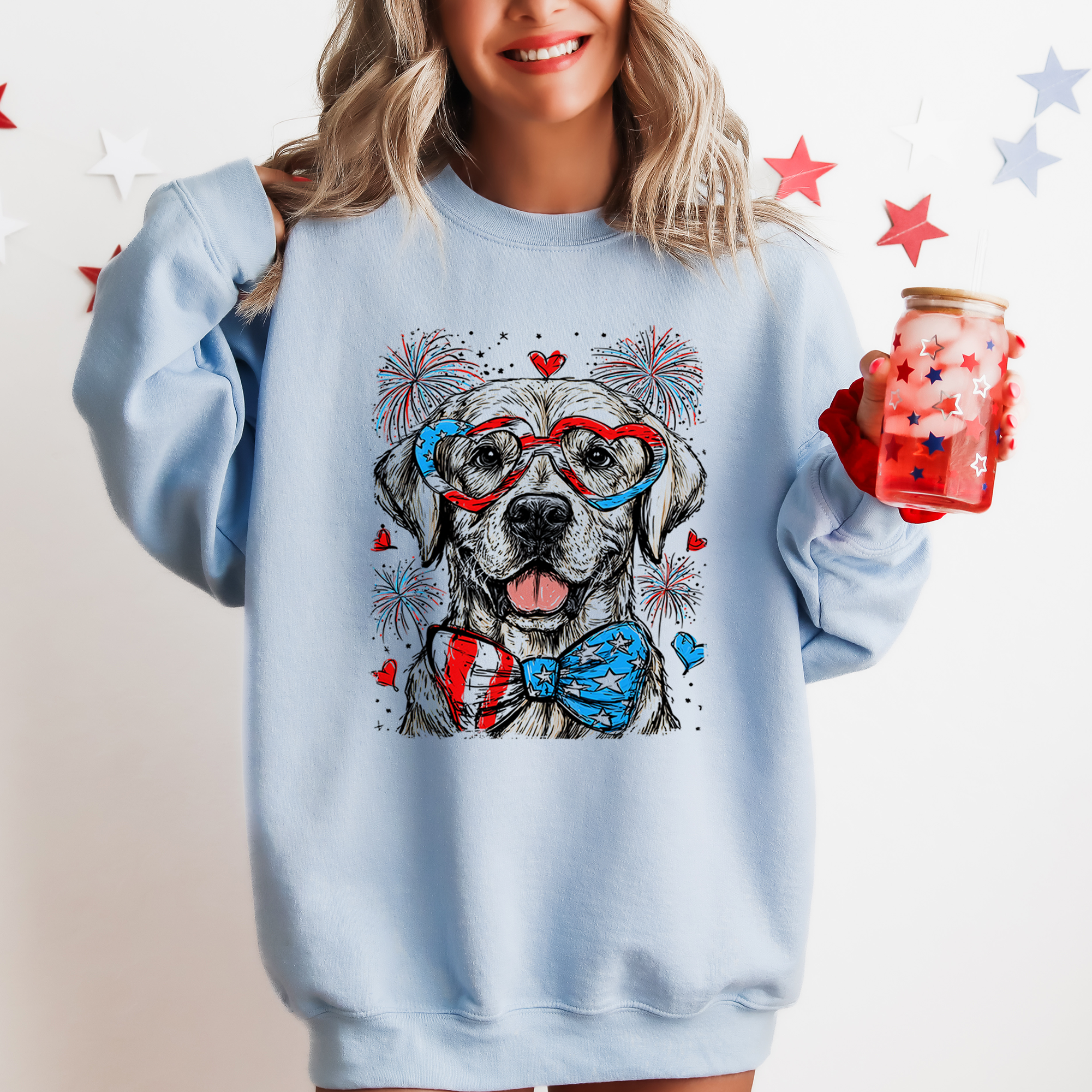 Labrador Retriever Patriotic Dog USA Pride 4th Of July American Flag Stars And Stripes Sweatshirt