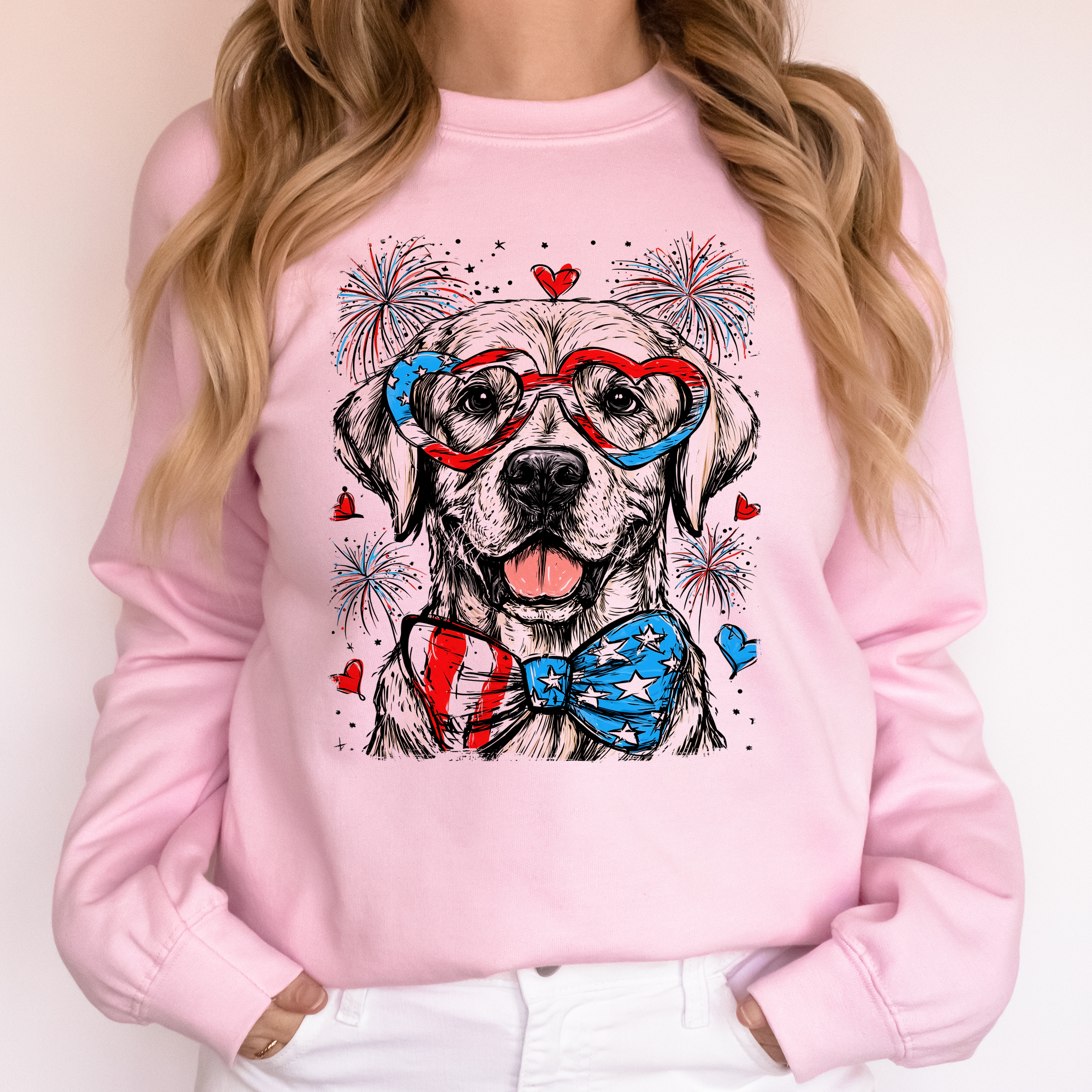 Labrador Retriever Patriotic Dog USA Pride 4th Of July American Flag Stars And Stripes Sweatshirt