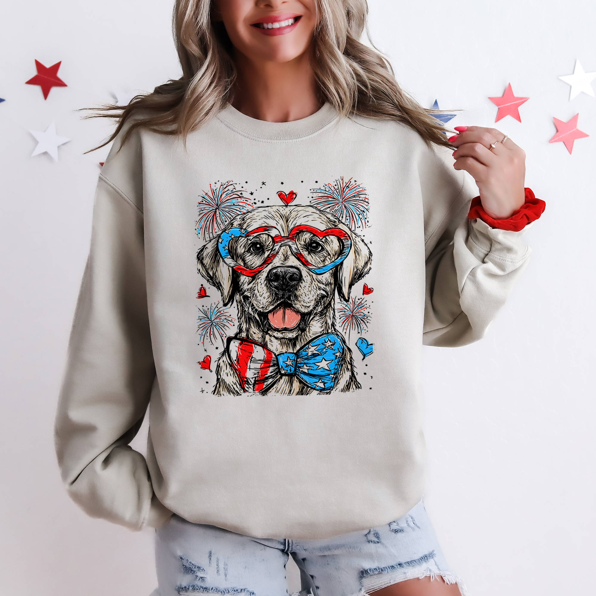 Labrador Retriever Patriotic Dog USA Pride 4th Of July American Flag Stars And Stripes Sweatshirt