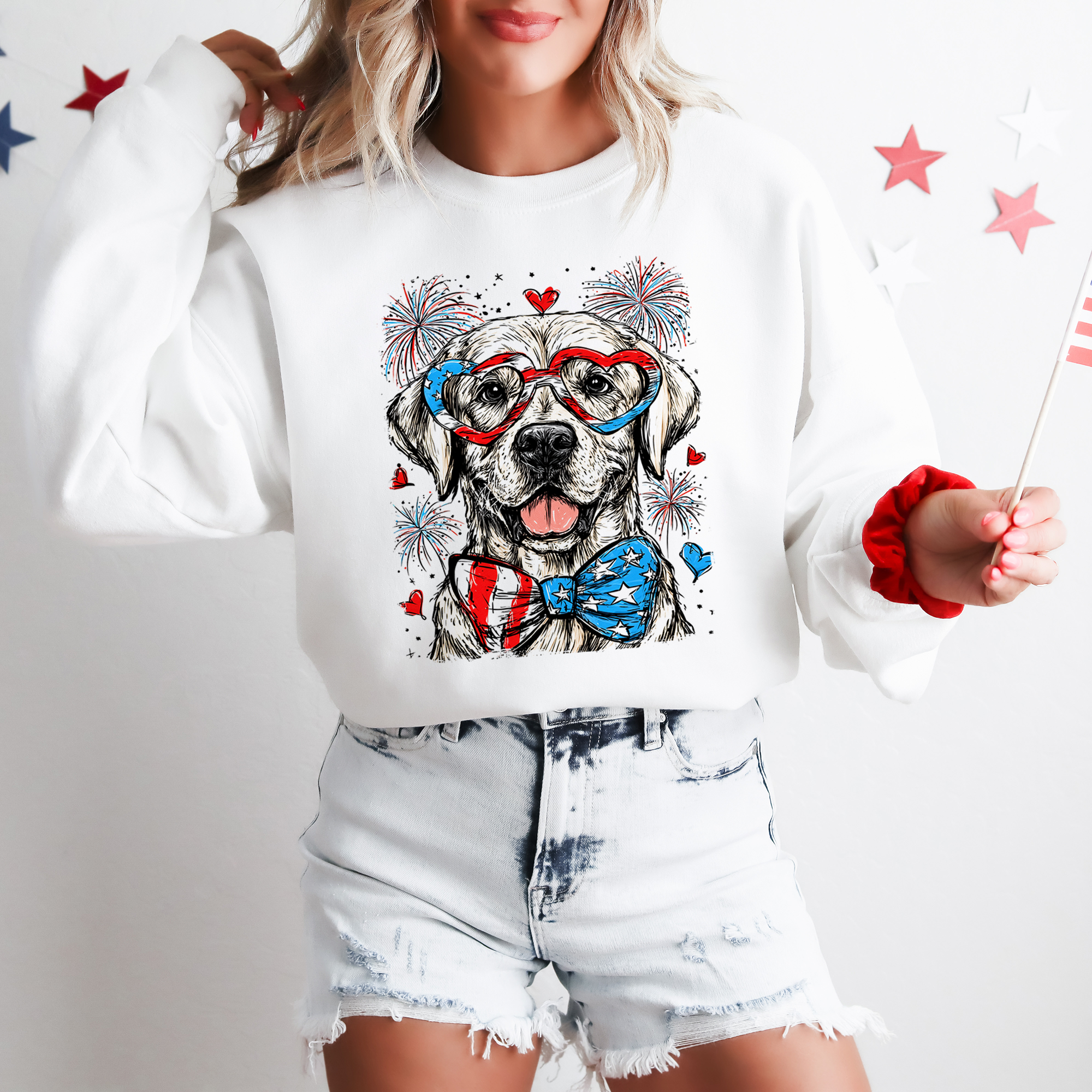 Labrador Retriever Patriotic Dog USA Pride 4th Of July American Flag Stars And Stripes Sweatshirt