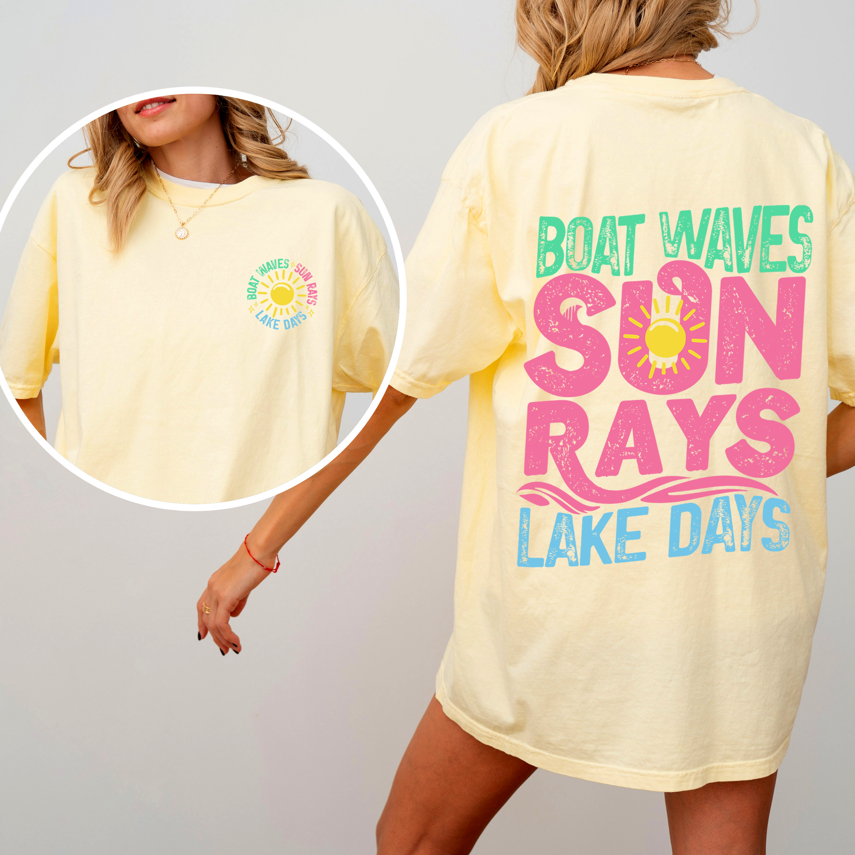 Lake Bum Sun Rays Lake Days Front And Back Boat Summer Edition Comfort Colors Tee