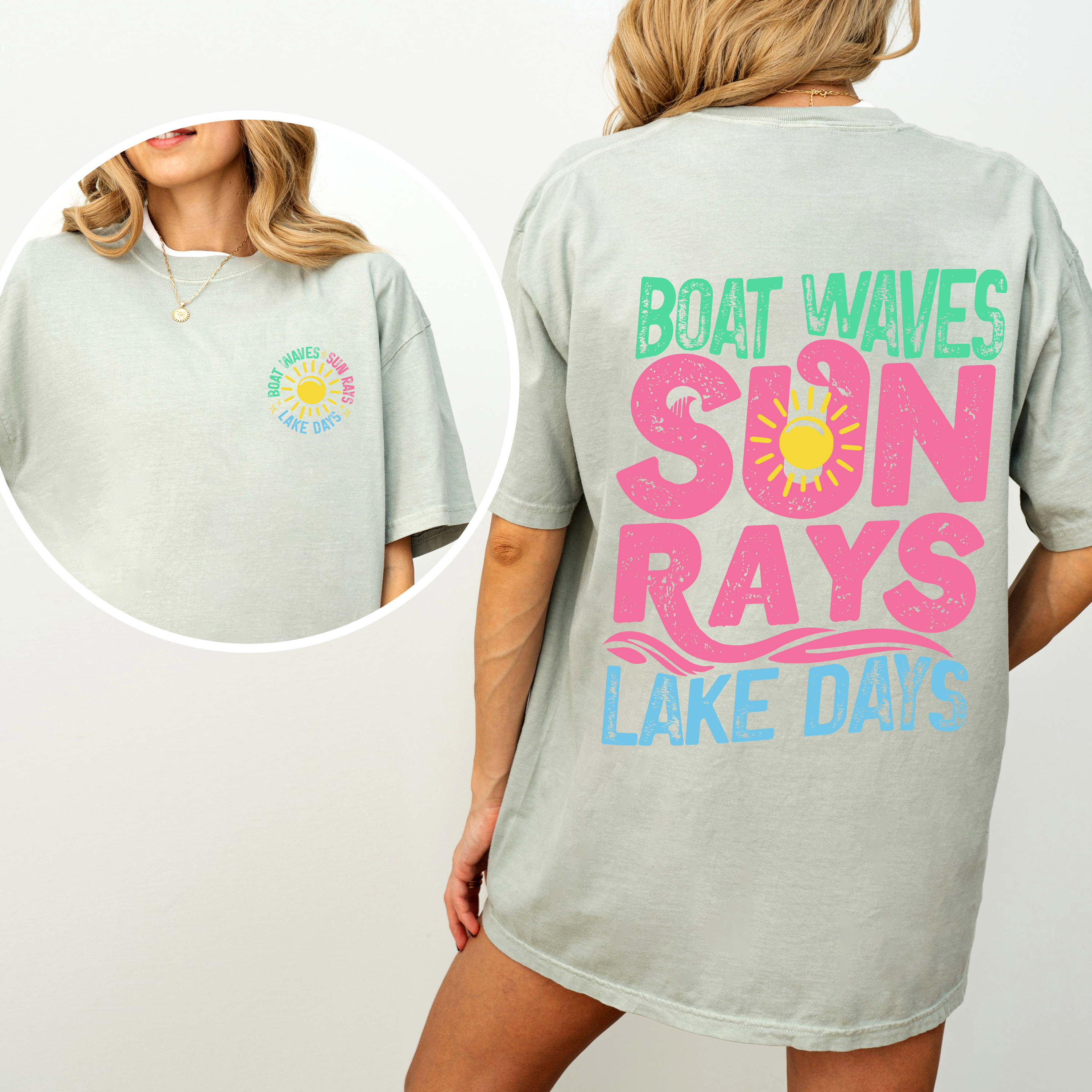 Lake Bum Sun Rays Lake Days Front And Back Boat Summer Edition Comfort Colors Tee