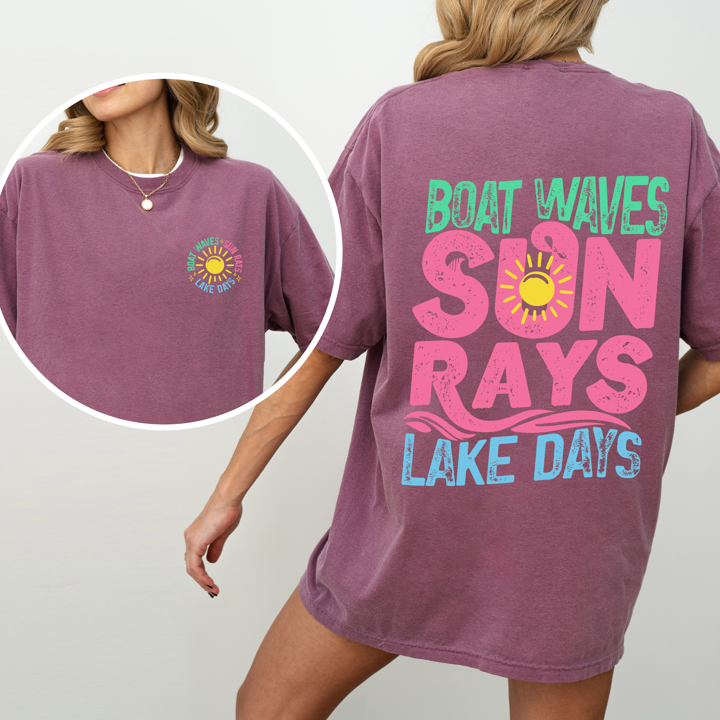 Lake Bum Sun Rays Lake Days Front And Back Boat Summer Edition Comfort Colors Tee