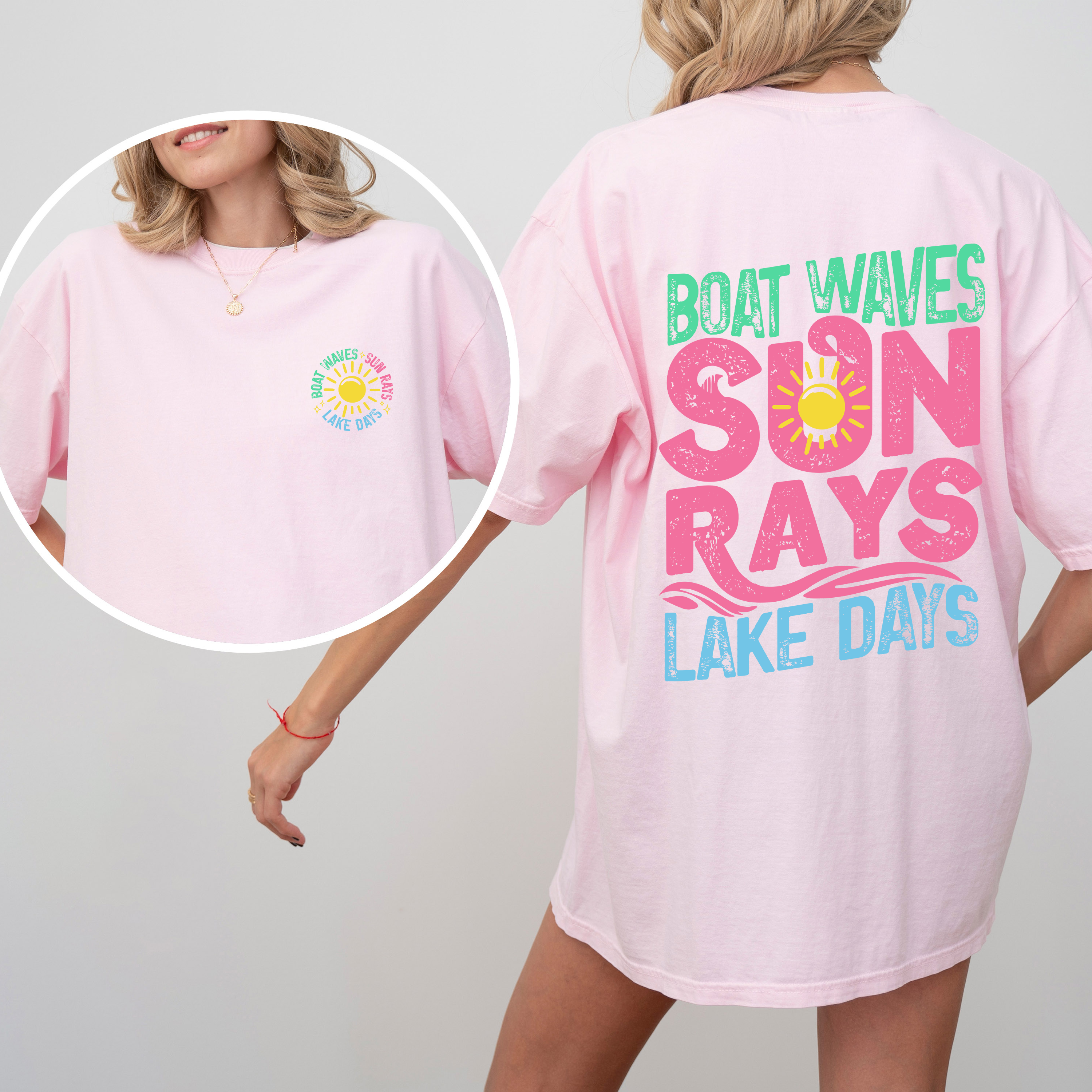 Lake Bum Sun Rays Lake Days Front And Back Boat Summer Edition Comfort Colors Tee
