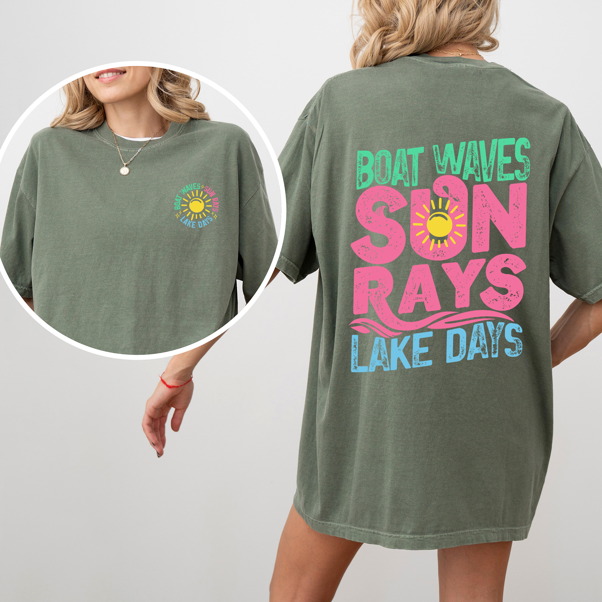 Lake Bum Sun Rays Lake Days Front And Back Boat Summer Edition Comfort Colors Tee