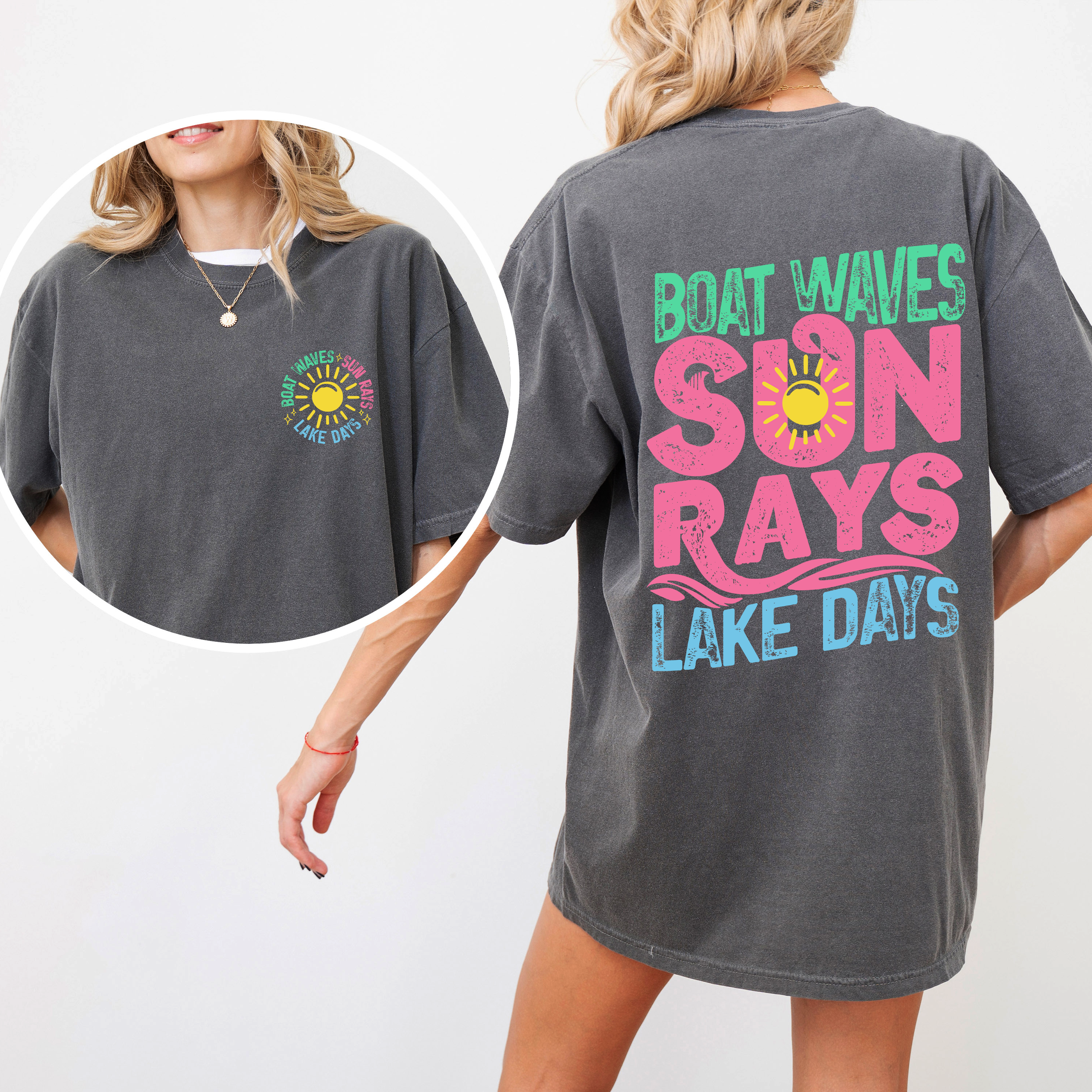 Lake Bum Sun Rays Lake Days Front And Back Boat Summer Edition Comfort Colors Tee