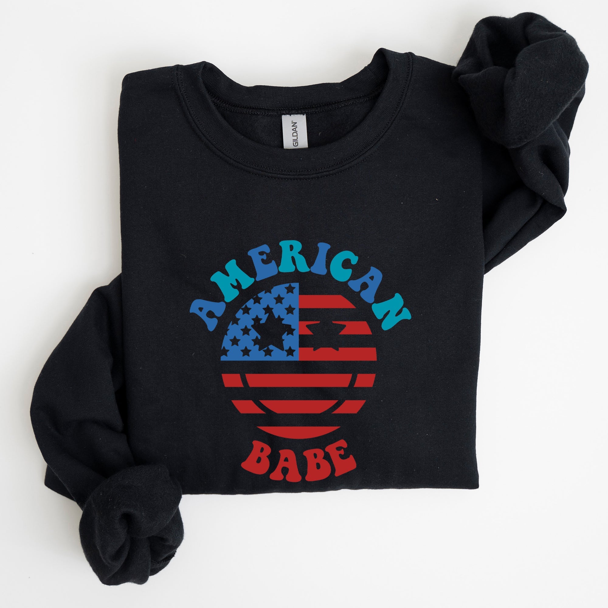 Land Of The Free, American Babe, 4th Of July Patriotic Premium Graphic Sweatshirt