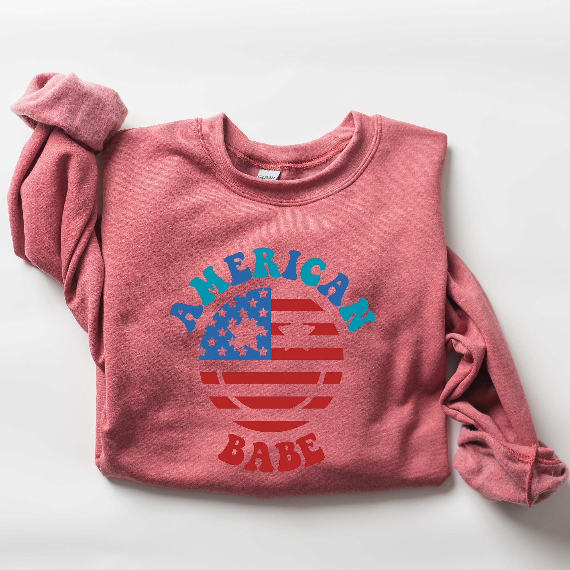 Land Of The Free, American Babe, 4th Of July Patriotic Premium Graphic Sweatshirt