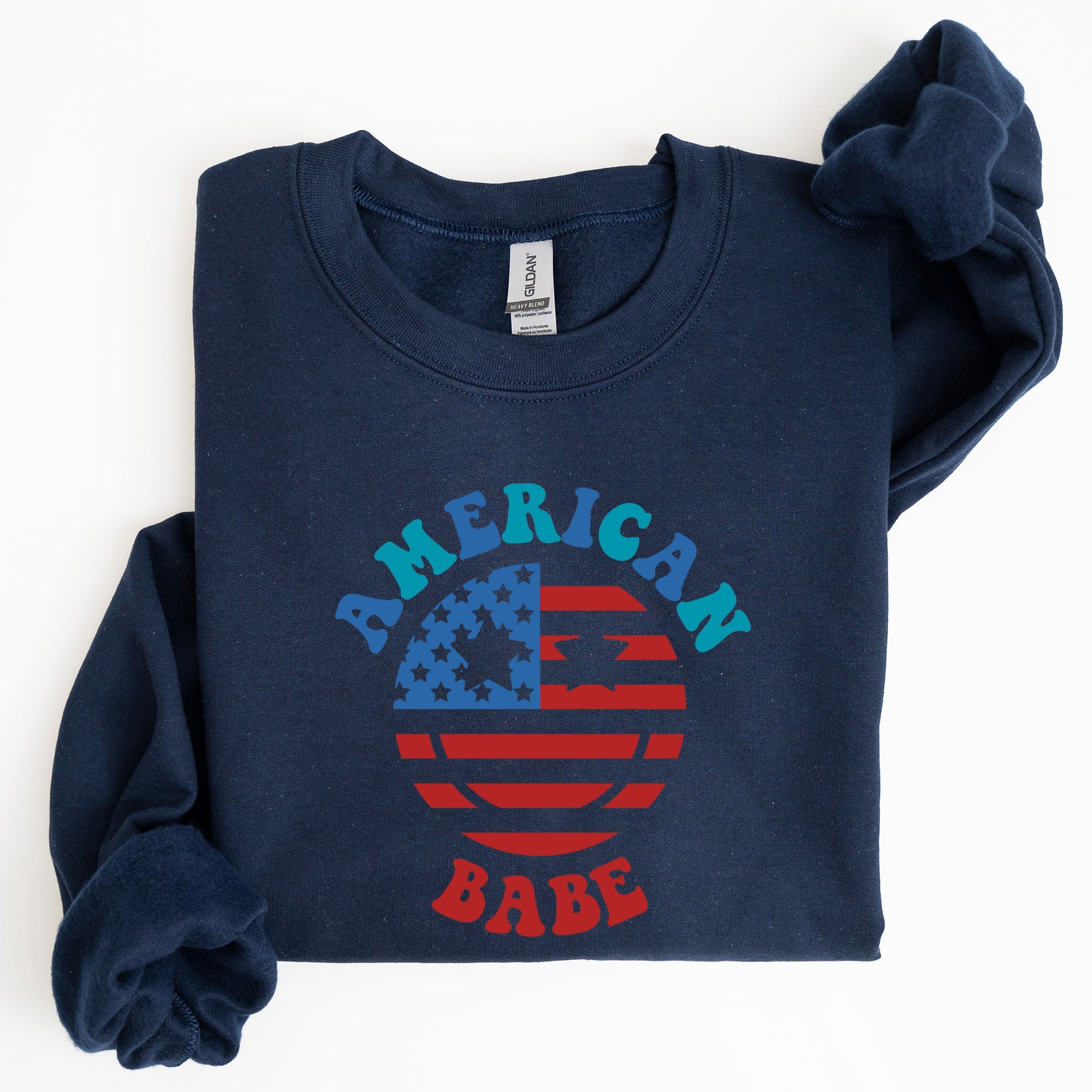 Land Of The Free, American Babe, 4th Of July Patriotic Premium Graphic Sweatshirt