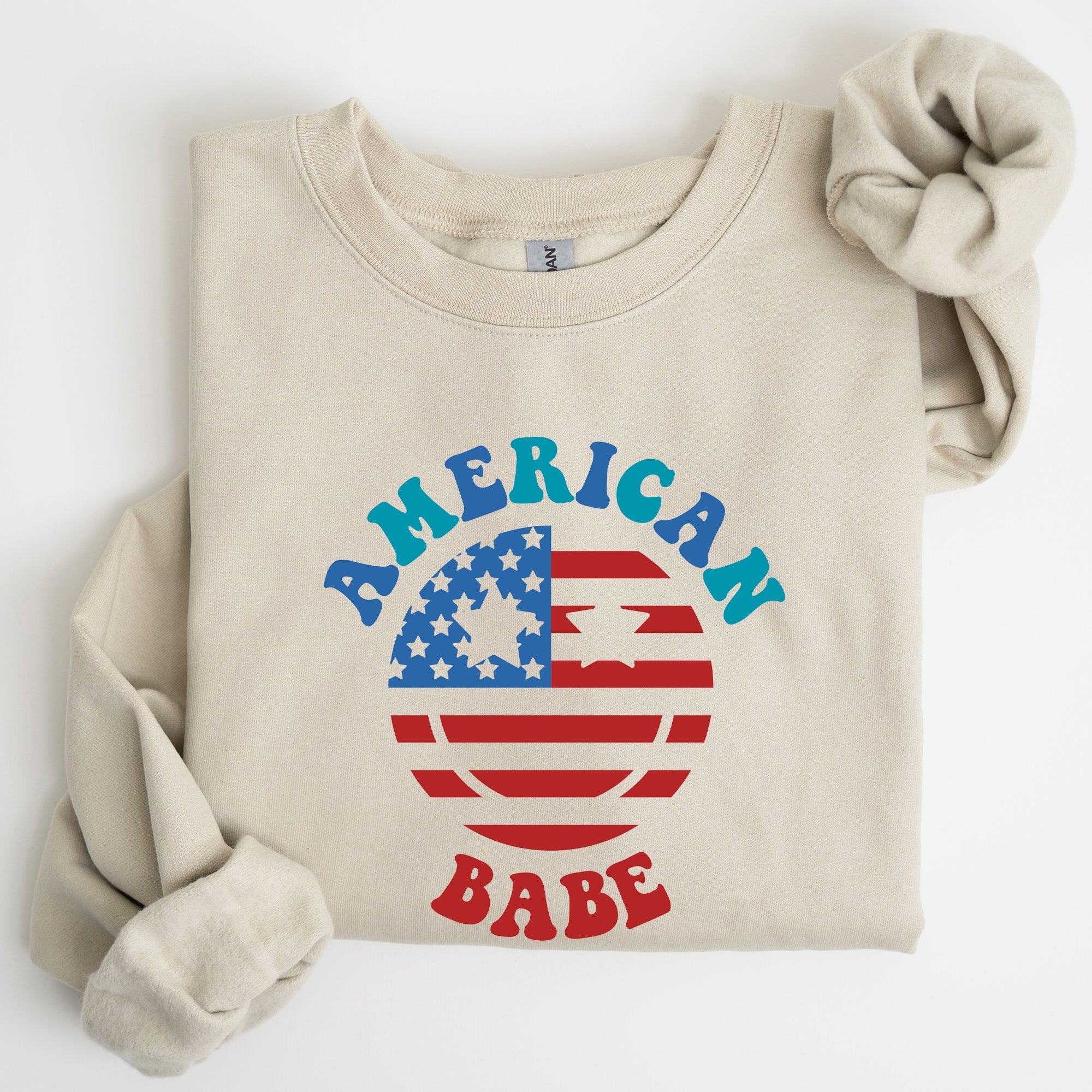 Land Of The Free, American Babe, 4th Of July Patriotic Premium Graphic Sweatshirt
